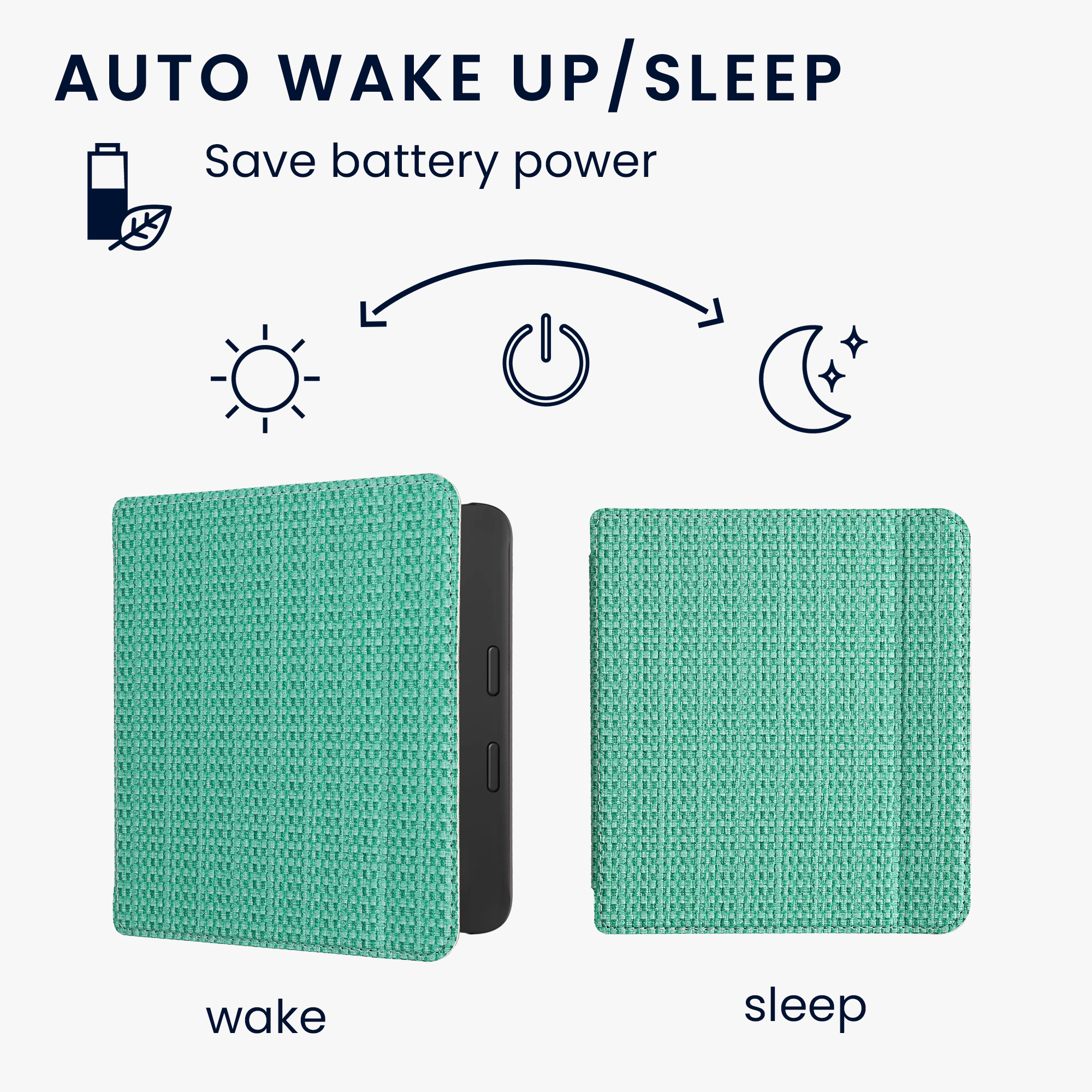 Pouzdro kwmobile pro Tolino Vision 6 - trávově zelený motiv, tmavě zelená / světle zelená