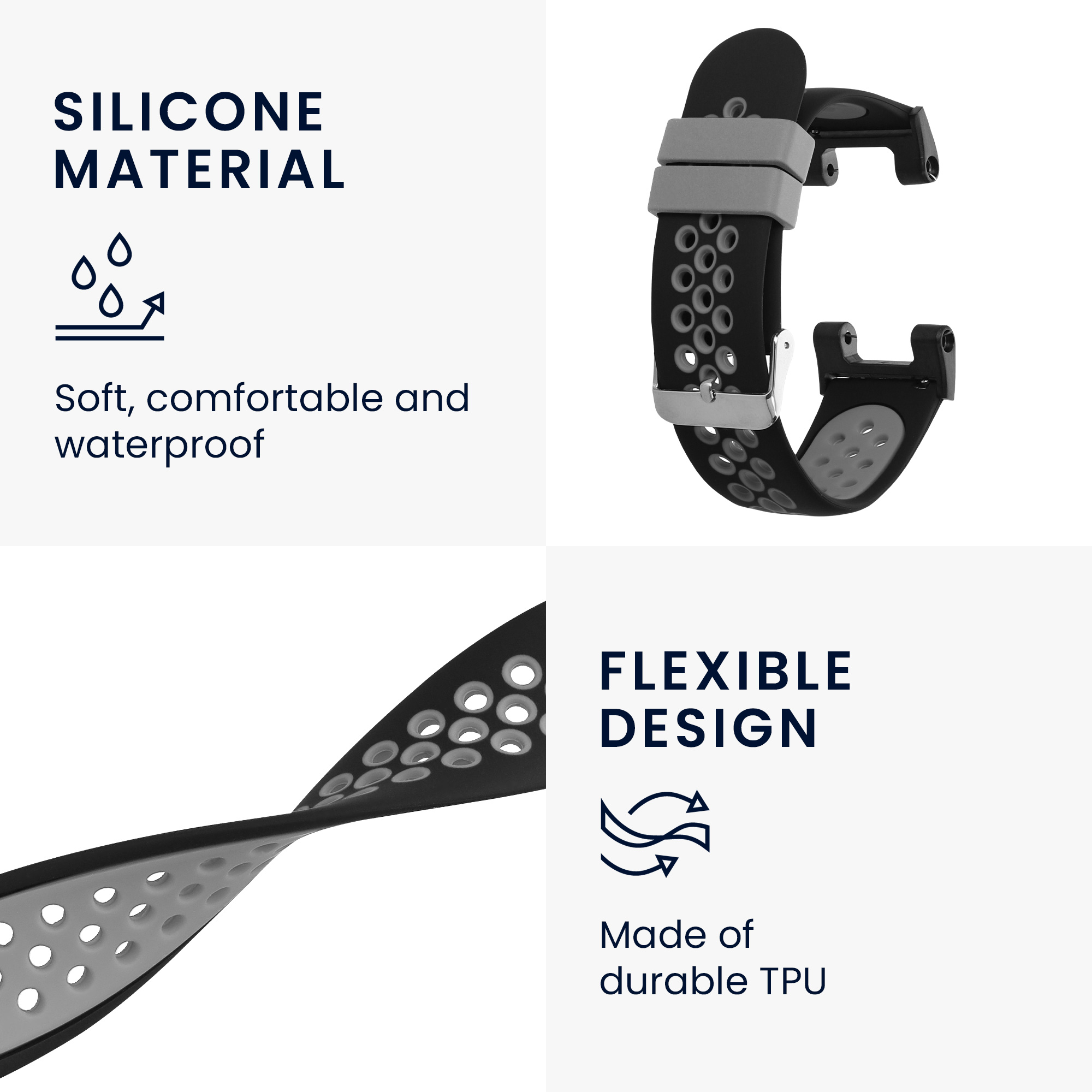 Řemínek pro Huami Amazfit T-Rex / T-Rex Pro kwmobile - černá a šedá
