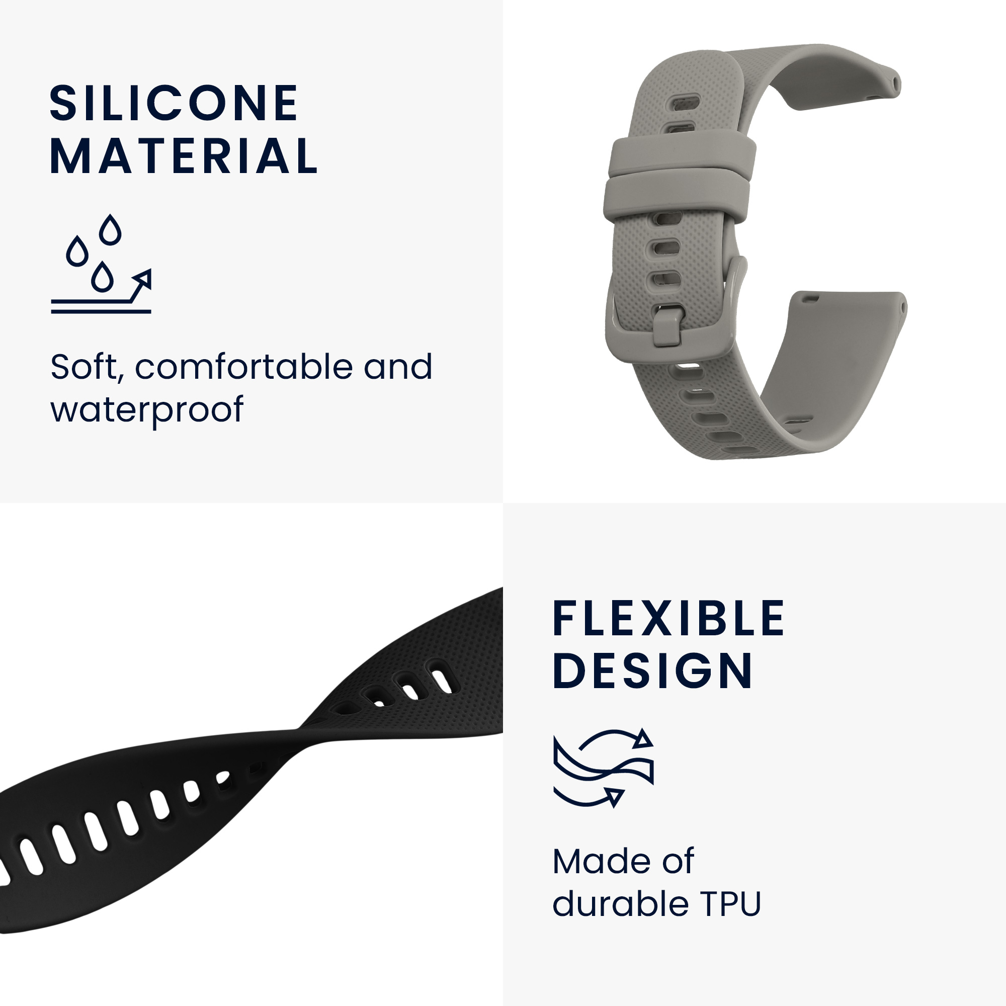 2 ks Řemínek kwmobile pro Garmin Venu Sq 2 Music / Sq 2 / Vivoactive 6 / Vivoactive 5 - černá / šedá