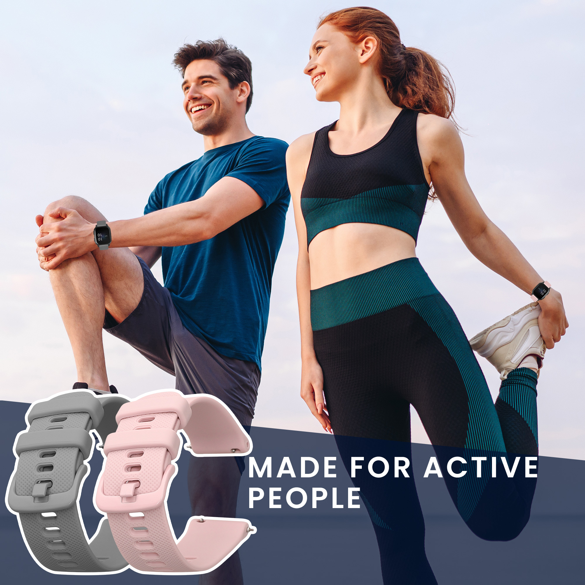 2 ks Řemínek kwmobile pro Garmin Venu Sq 2 Music / Sq 2 / Vivoactive 6 / Vivoactive 5 - šedá / starorůžová