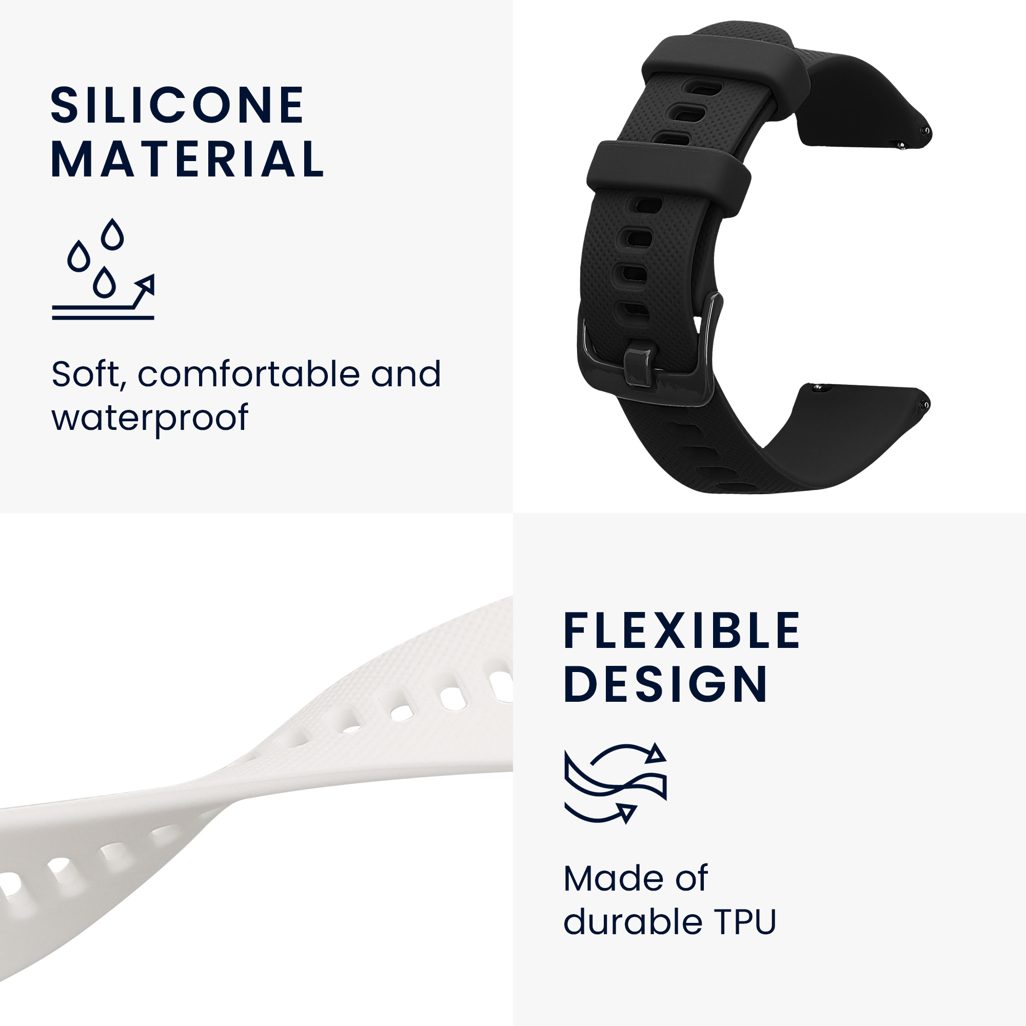 2 ks Řemínek kwmobile pro Garmin Venu Sq 2 Music / Sq 2 / Vivoactive 6 / Vivoactive 5 - černá / bílá