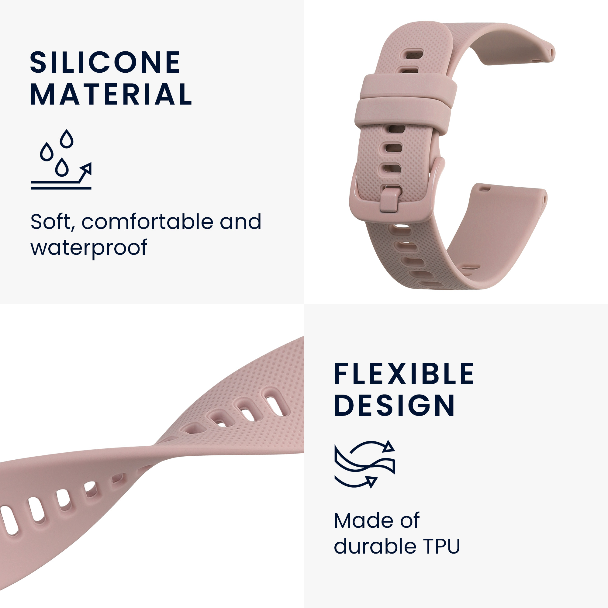 Řemínek kwmobile pro Garmin Venu Sq 2 Music / Sq 2 / Vivoactive 6 / Vivoactive 5 - starorůžová