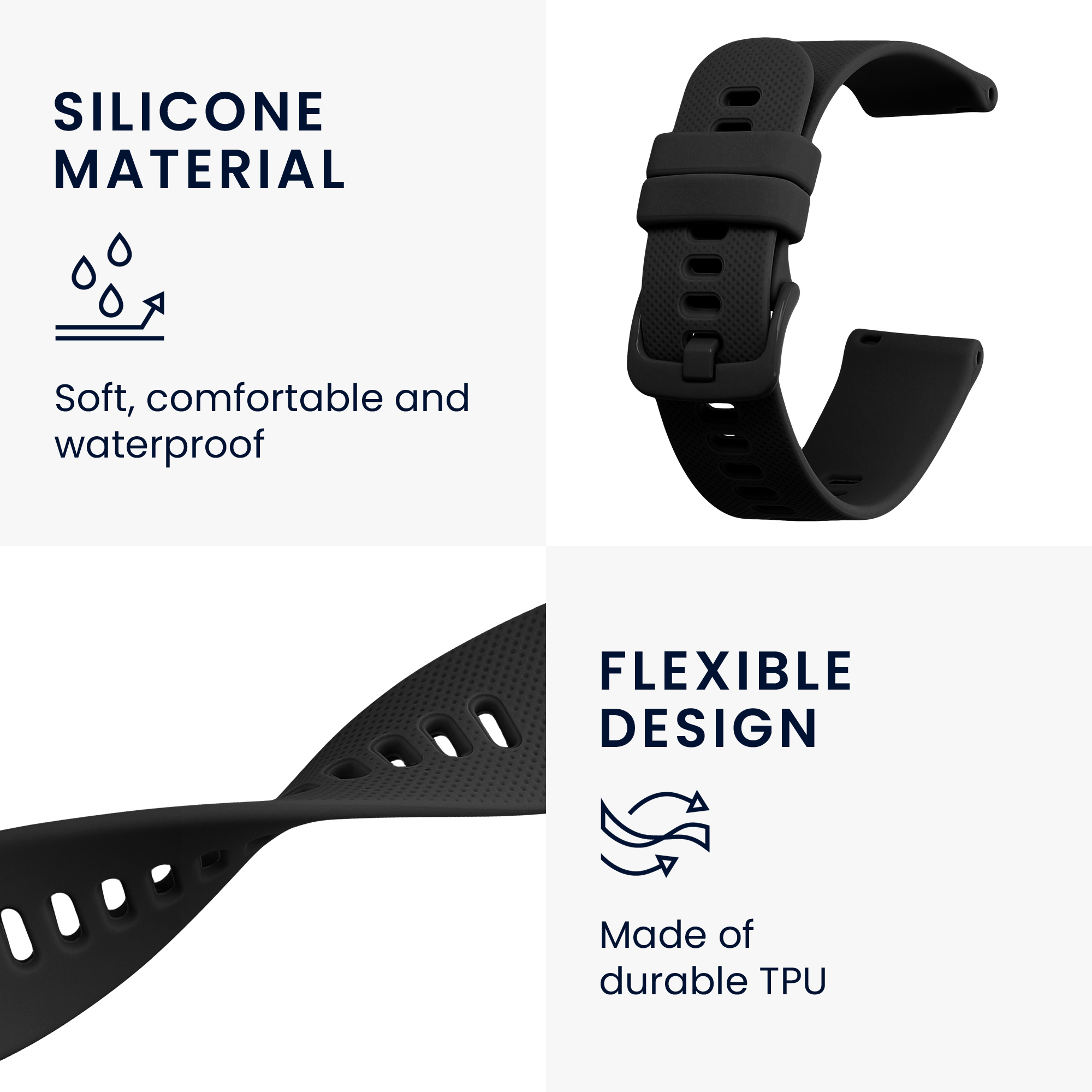 Silikonový řemínek pro Garmin Venu Sq 2 Music / Sq 2 / Vivoactive 6 / Vivoactive 5 kwmobile ‑ černá
