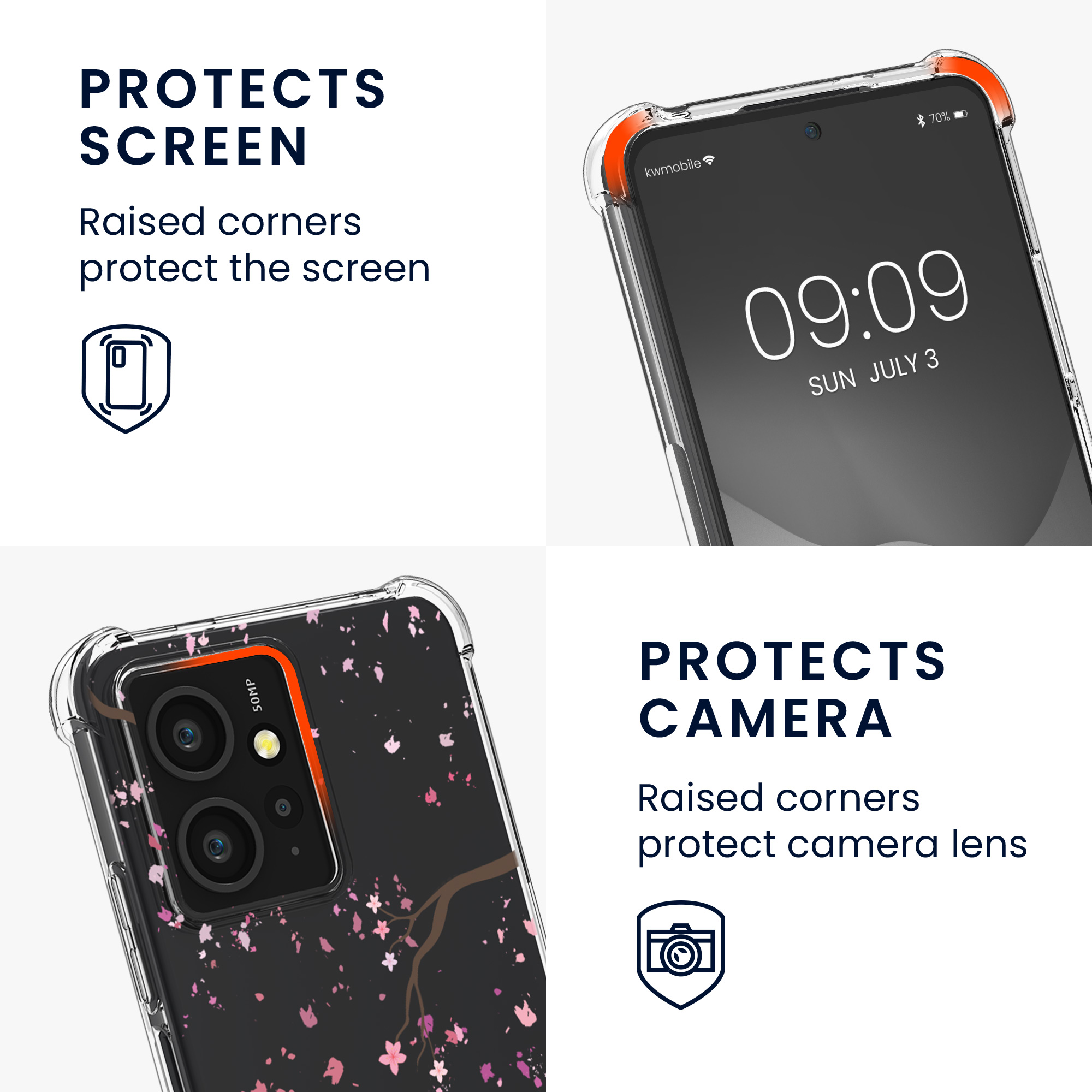 Kryt Xiaomi Redmi Note 12 (4G) crossbody popruh třešňové květy - růžová/tmavě hnědá kwmobile