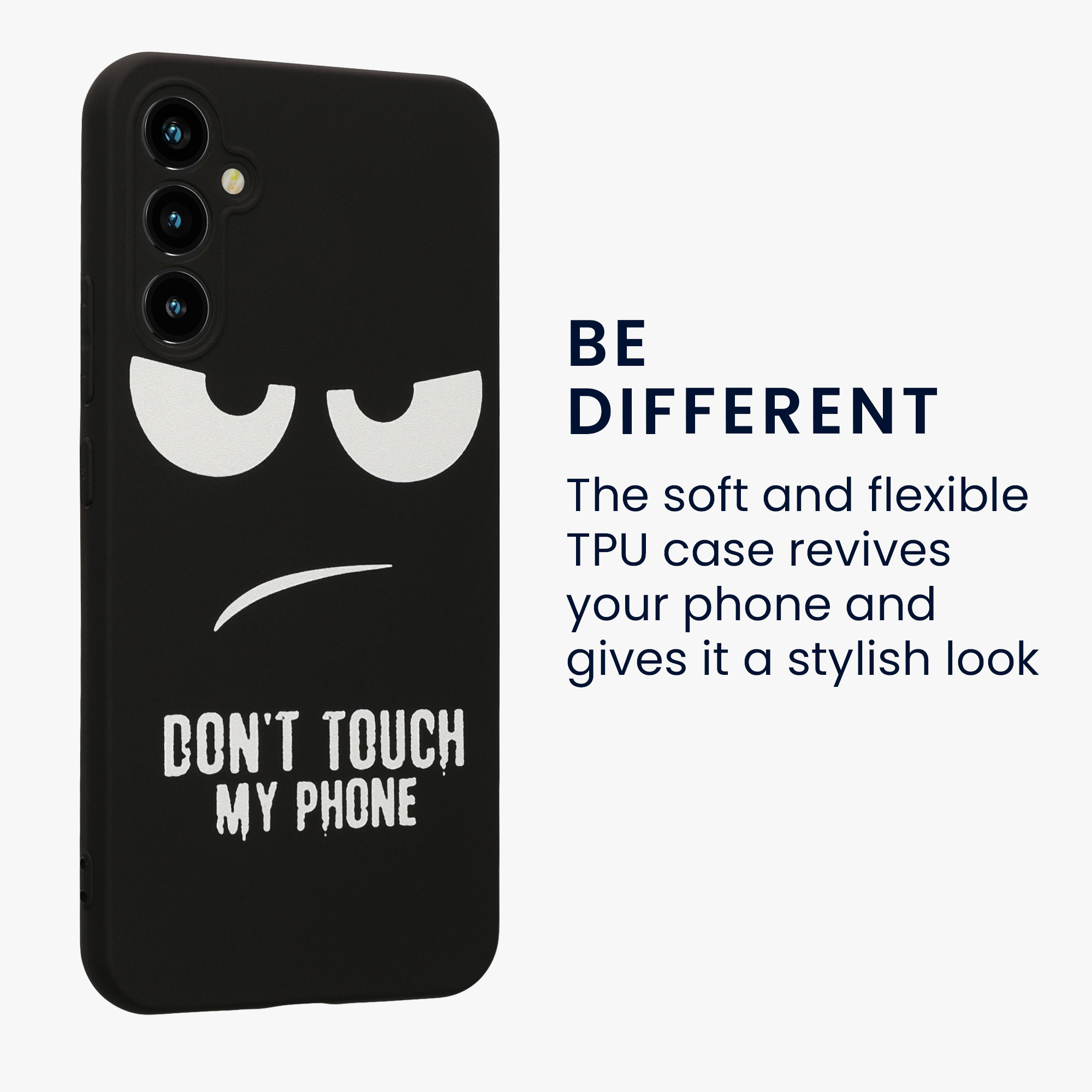 Kryt na mobil Samsung Galaxy A34 5G - kwmobile Motiv Don't Touch My Phone bílo-černý