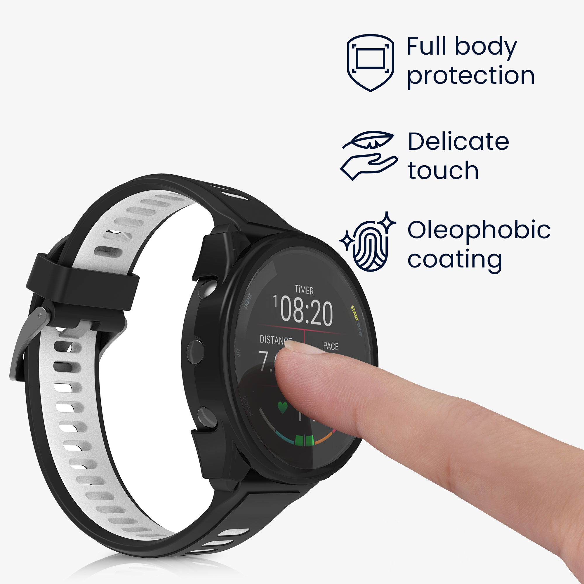 2x obal s ochranným sklem pro Garmin 18mm Forerunner 265S kwmobile - černá / transparentní