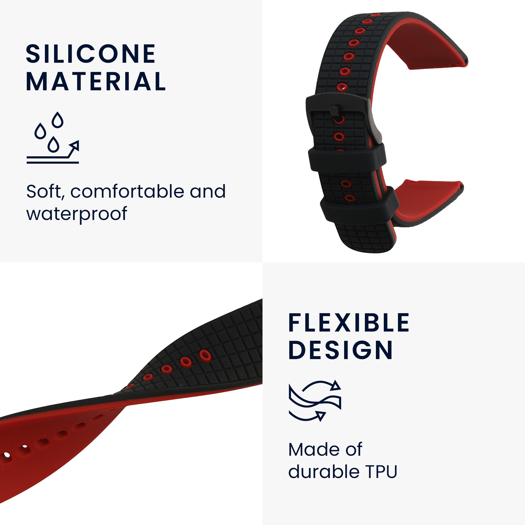 Silikonový řemínek hodinky Ticwatch Pro 3 Ultra náhradní černá kwmobile