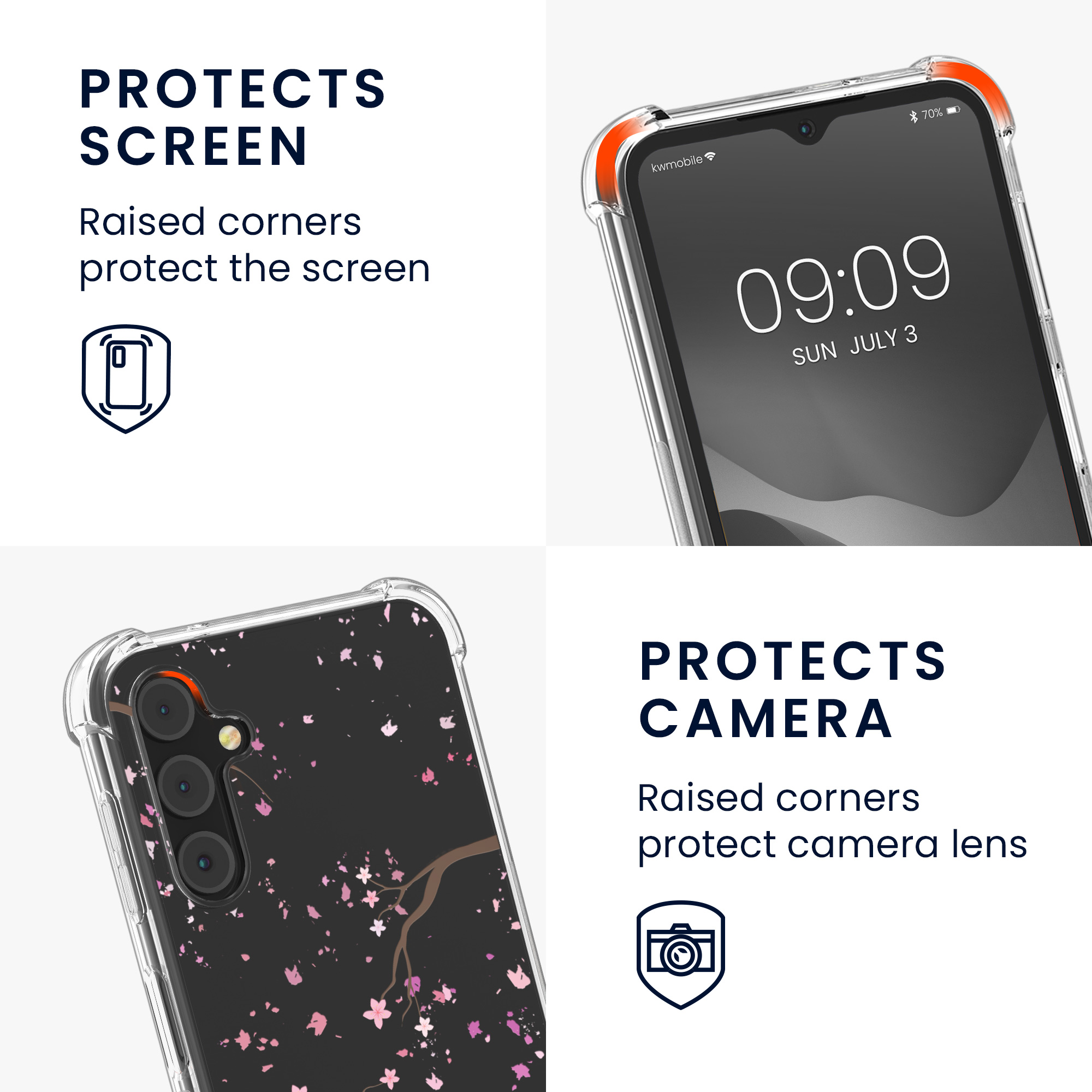 Crossbody kryt na mobil Samsung Galaxy A14 5G kwmobile se šňůrkou Cherry Blossoms Pi