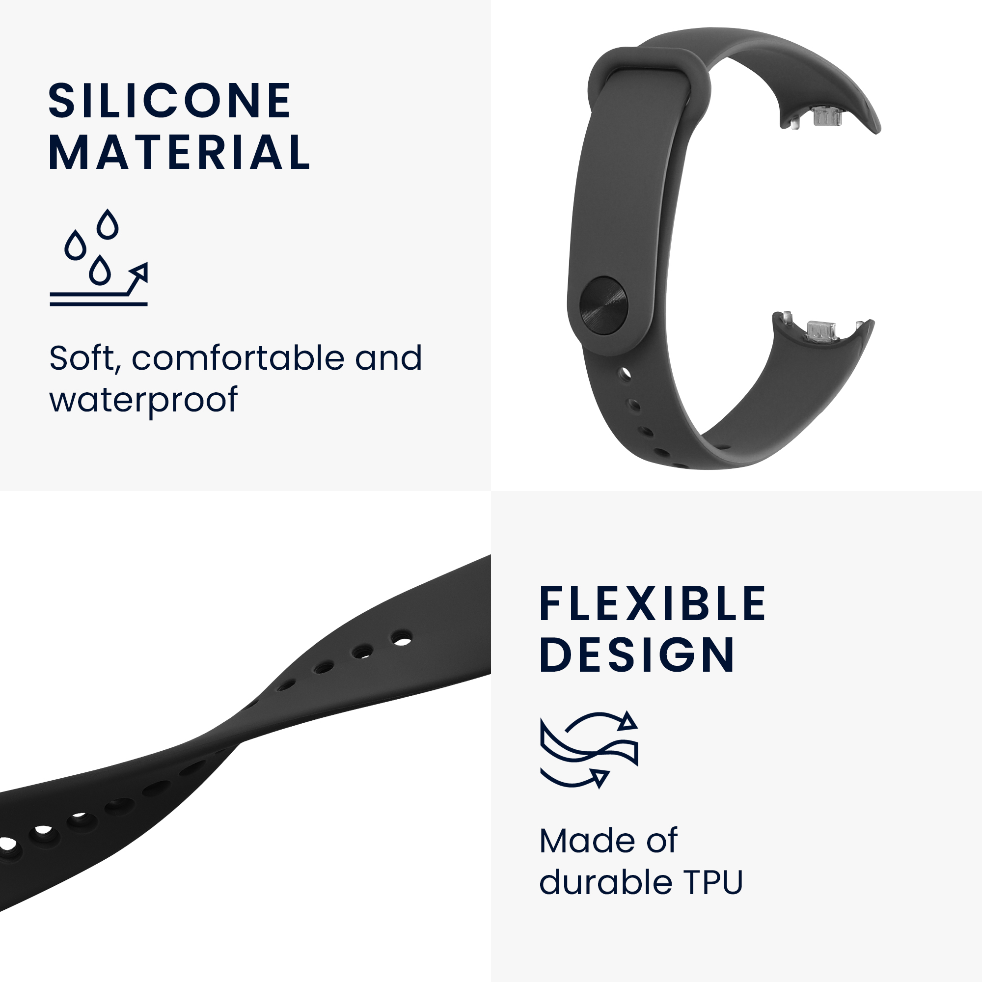2 ks Řemínek kwmobile Xiaomi Mi, černá / šedá