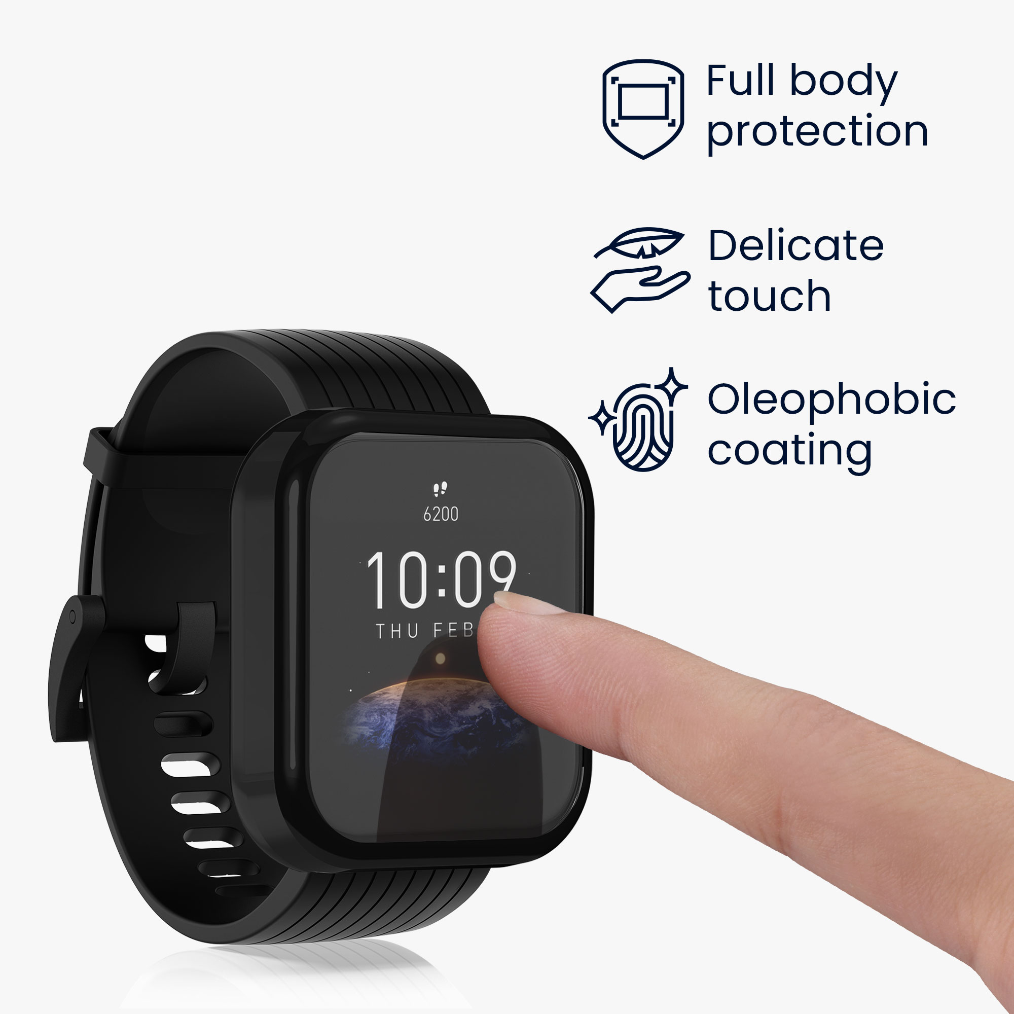 Sada 2 krytů s ochranou displeje pro Huami Amazfit Bip 3 / Bip 3 Pro kwmobile - černá a růžově zlatá
