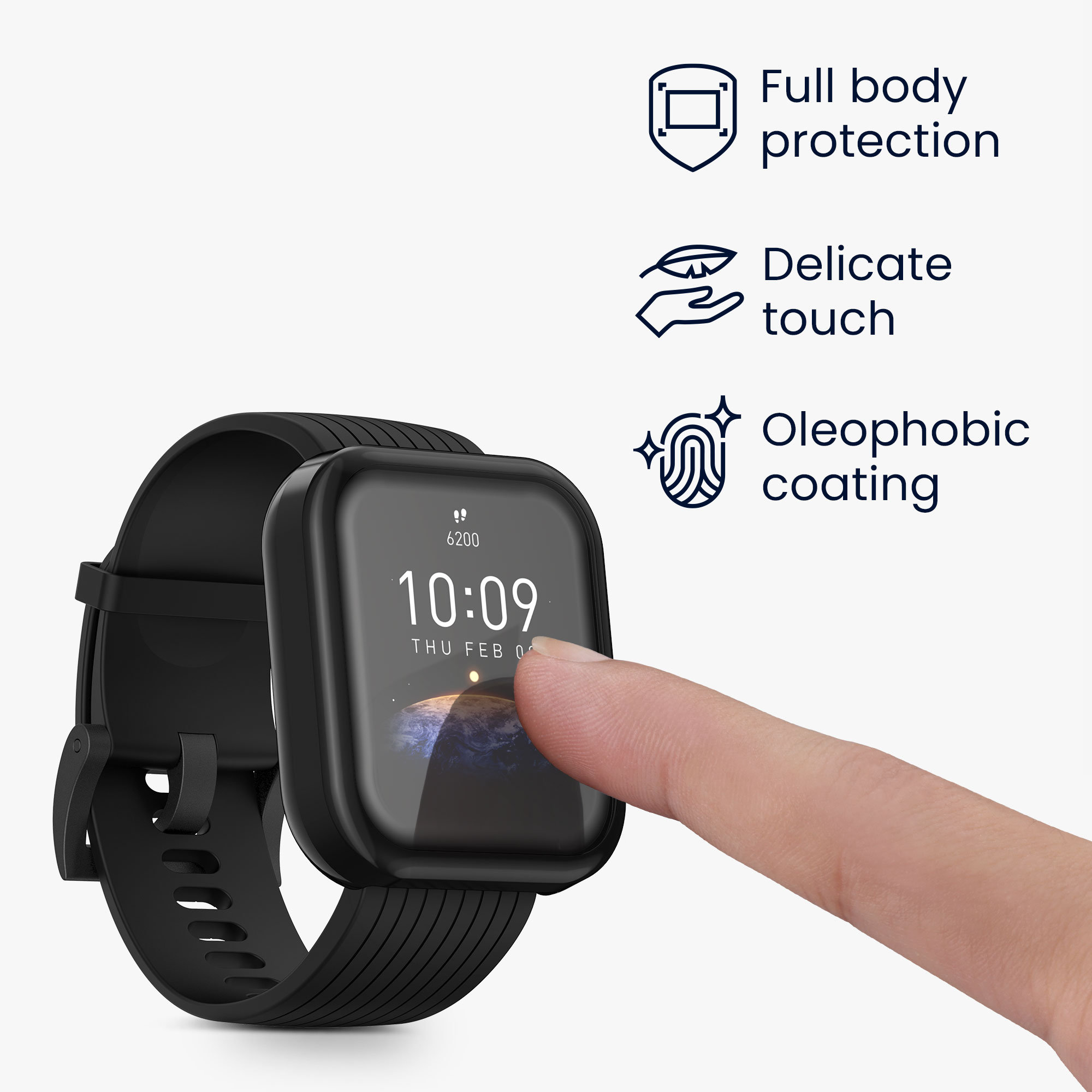 Sada 2 krytů s ochranou displeje pro Huami Amazfit Bip 3 / Bip 3 Pro kwmobile - černá a stříbrná