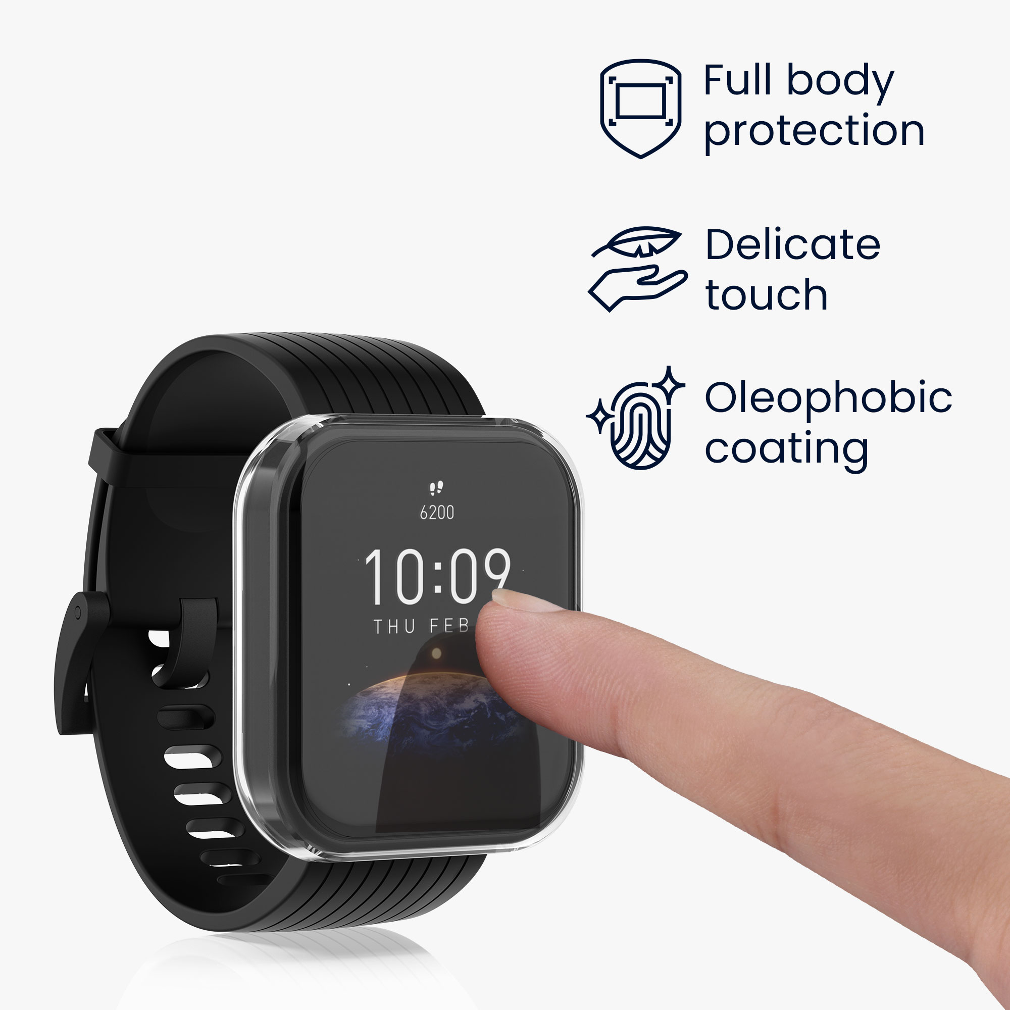 Sada 2 krytů s ochranou displeje pro Huami Amazfit Bip 3 / Bip 3 Pro kwmobile - transparentní a tmavě modrá 