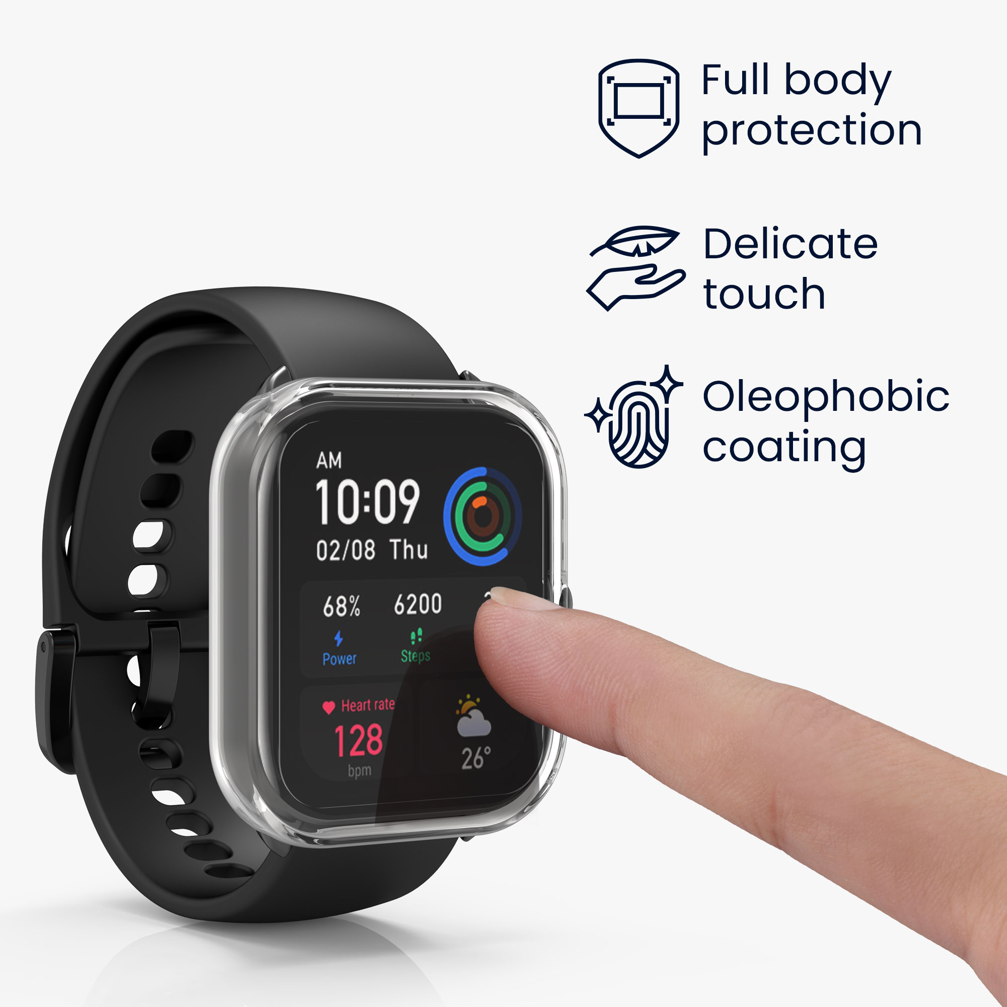 Sada 2 krytů s ochranou displeje pro Huami Amazfit GTS 4 Mini kwmobile - transparentní
