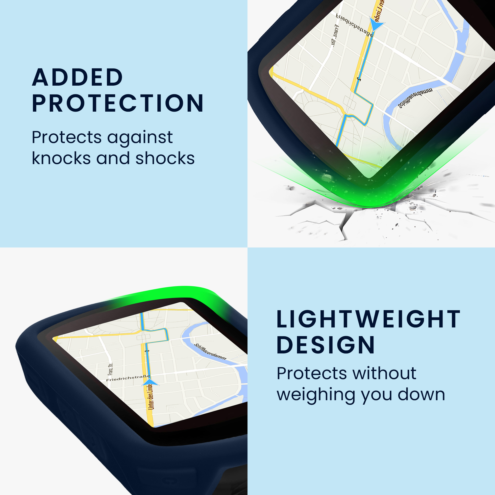 Silikonové pouzdro pro Garmin Edge 840 / Edge 540 kwmobile - měkký gumový ochranný kryt na cyklo GPS, tmavě modrá