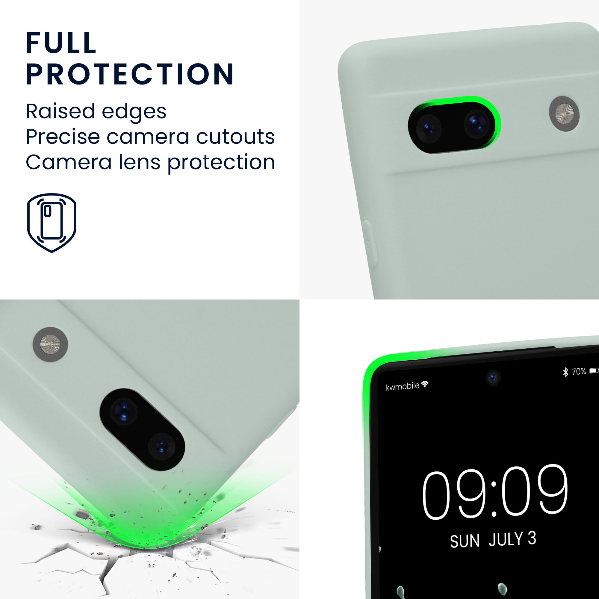 Pouzdro pro Google Pixel 7a kwmobile tenké TPU - světle mátová