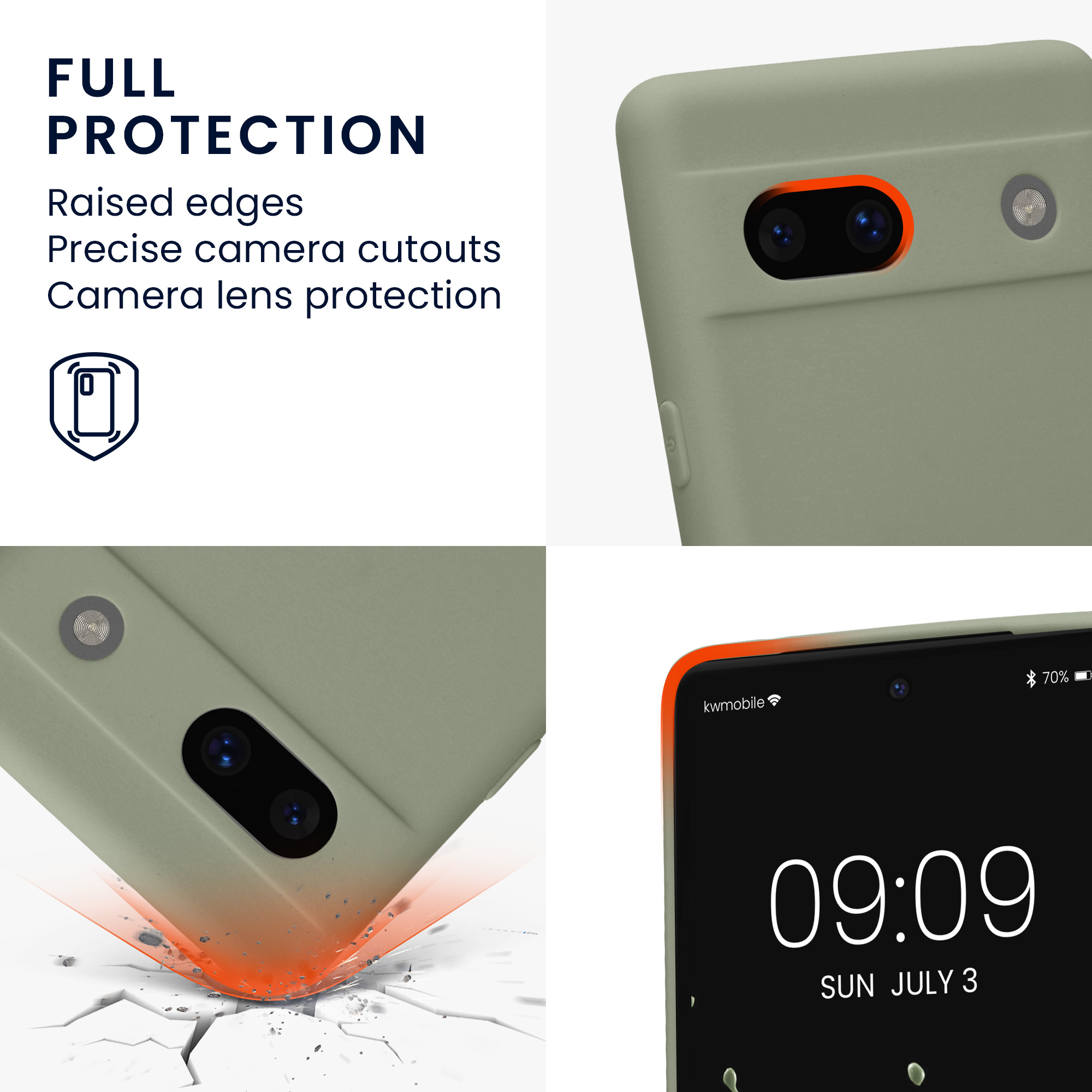 TPU kryt kwmobile Google Pixel 7a - Gray Green
