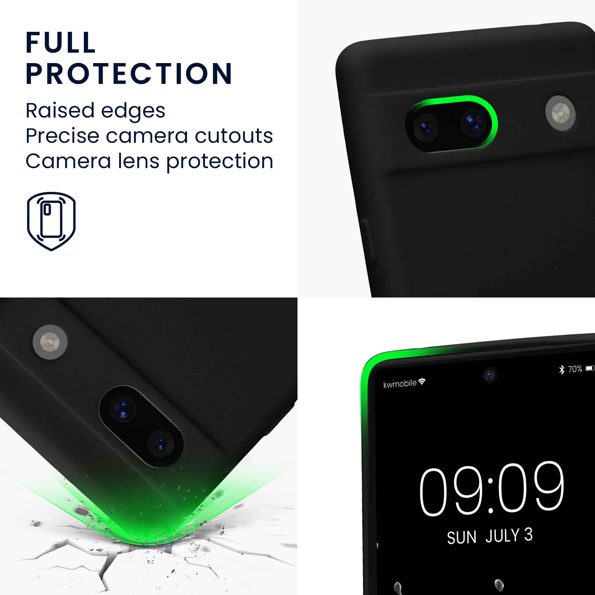 TPU kryt kwmobile Google Pixel 7a - Black Matte