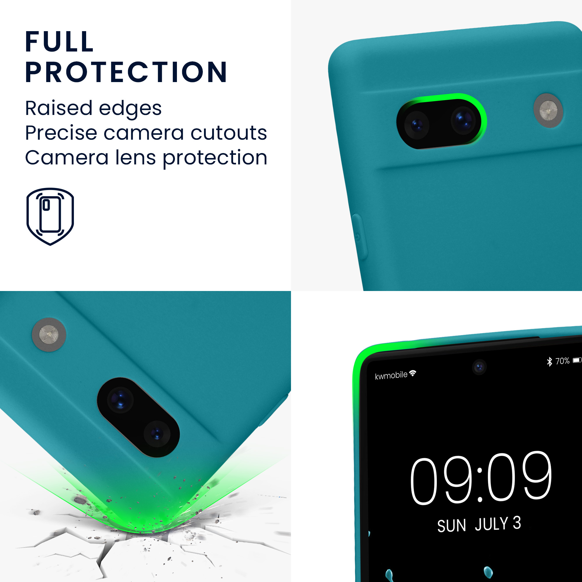 TPU kryt kwmobile Google Pixel 7a - Teal Matte