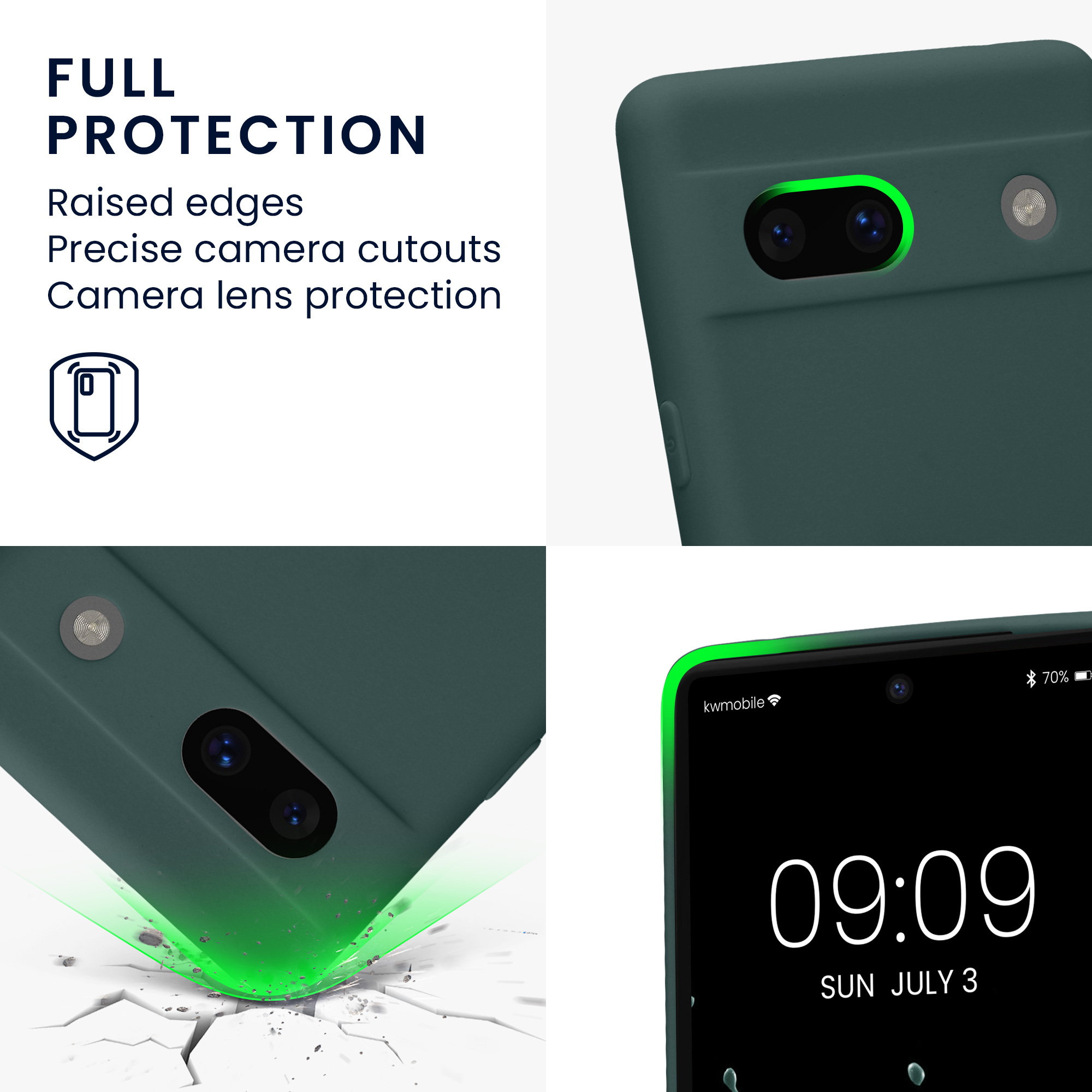 TPU kryt kwmobile Google Pixel 7a - Blue Green