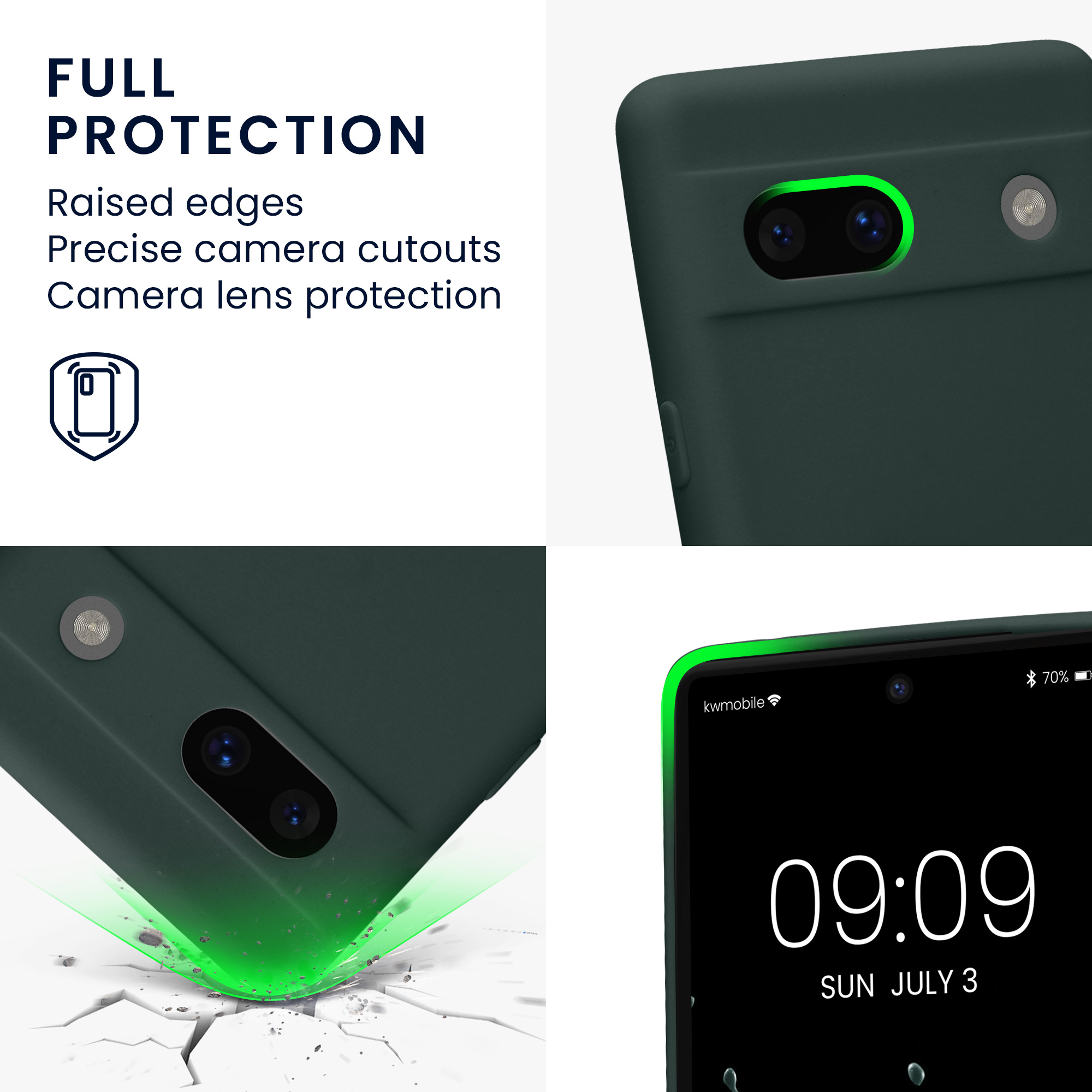 TPU kryt kwmobile Google Pixel 7a - Moss Green