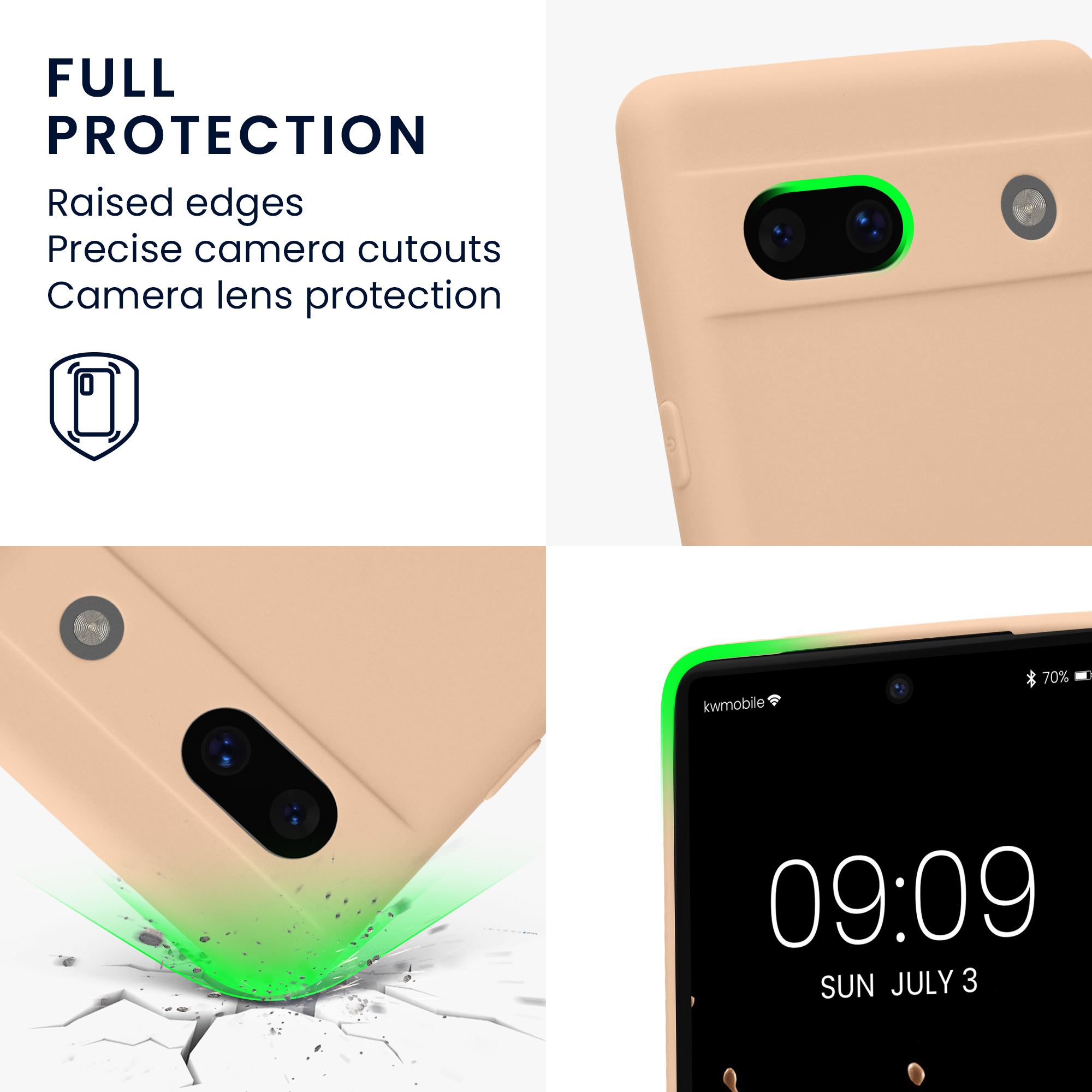 TPU kryt kwmobile Google Pixel 7a - Pastel Peach