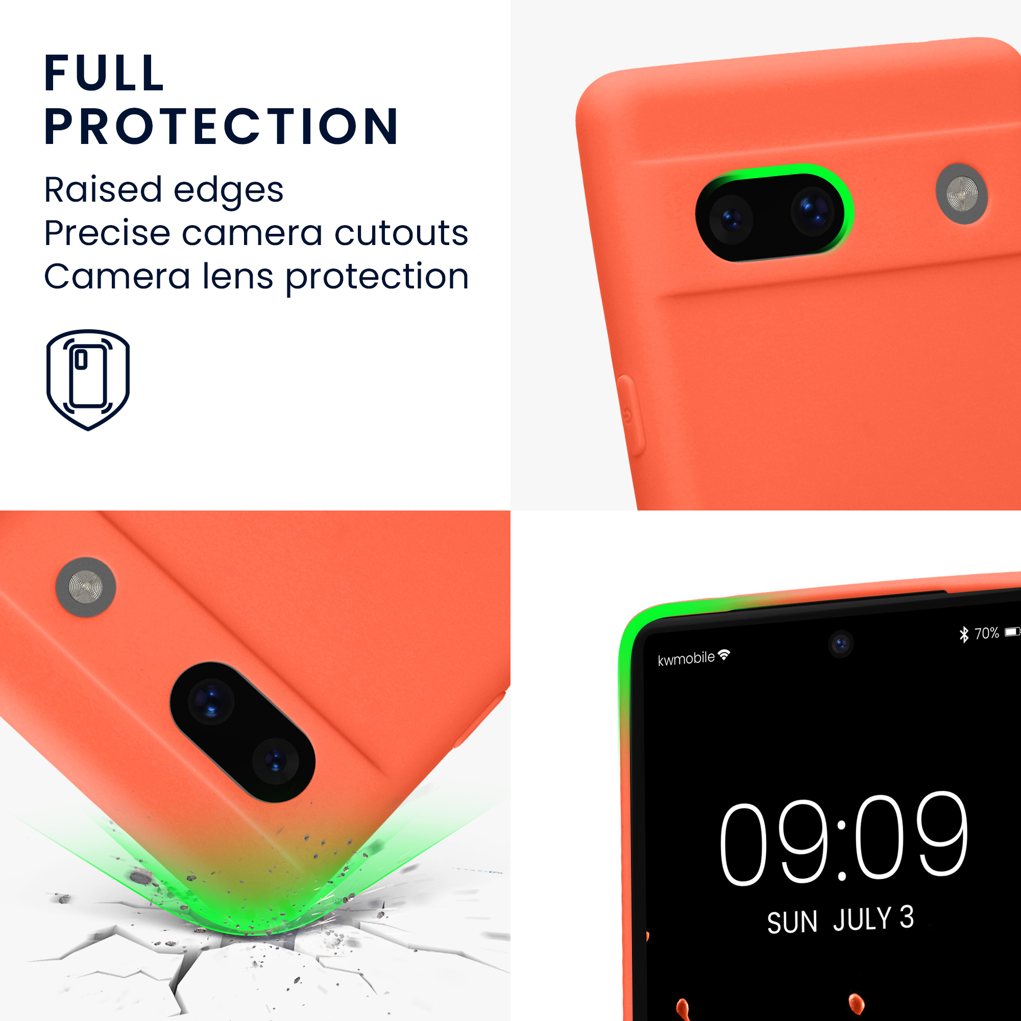Slim TPU kryt kwmobile Google Pixel 7a - Vivid Coral
