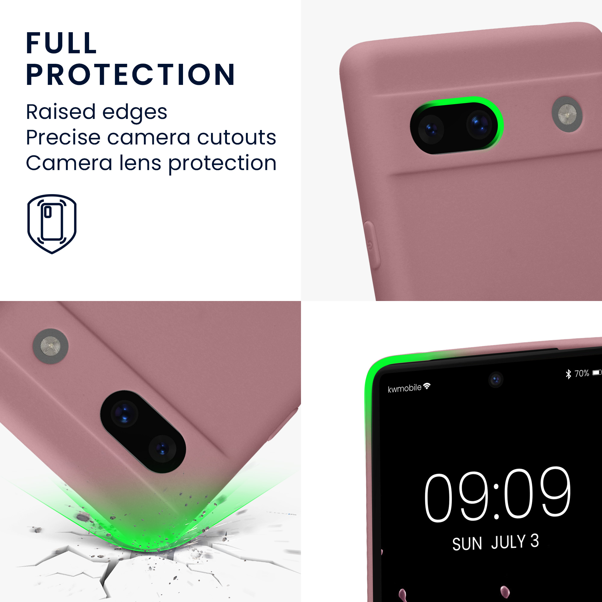 Pouzdro pro Google Pixel 7a kwmobile tenké TPU - matná starorůžová