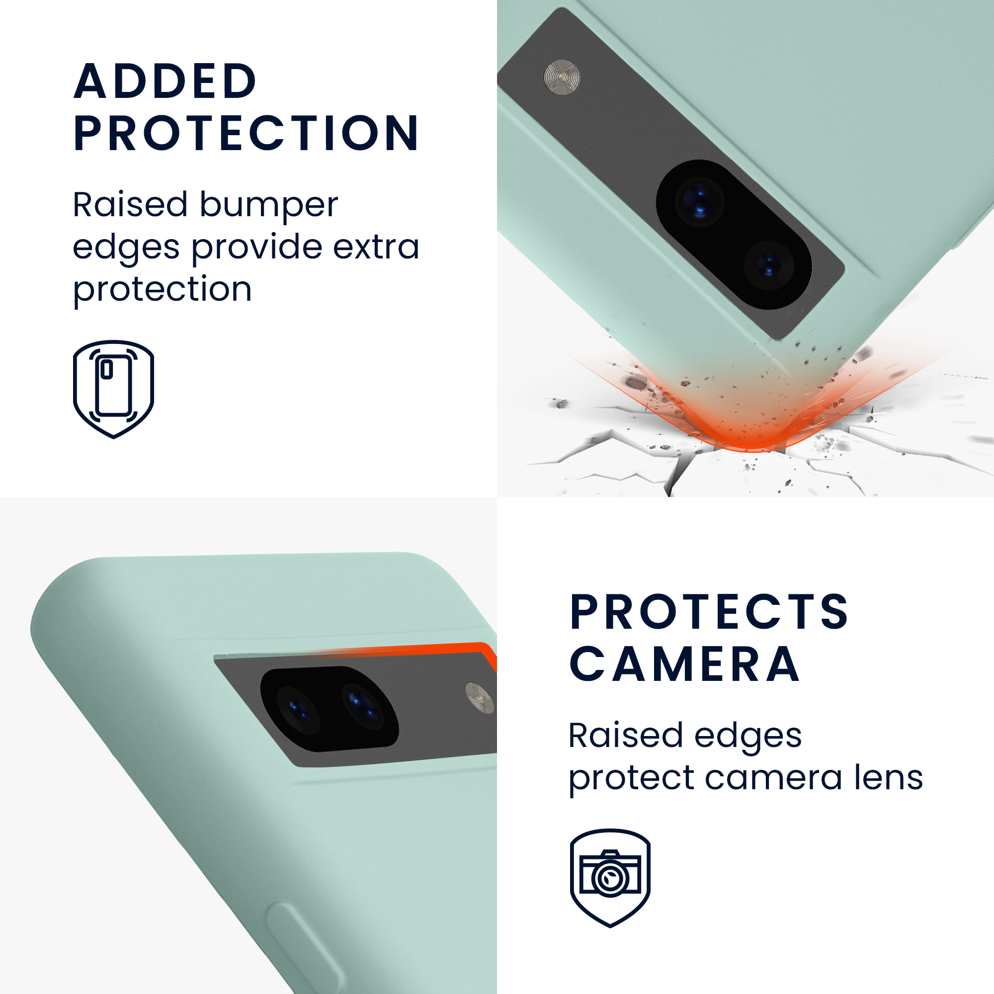 TPU silikonový kryt pro Google Pixel 7a, podšívka z mikrovlákna a vyvýšené okraje kwmobile ‑ chladivá mátová