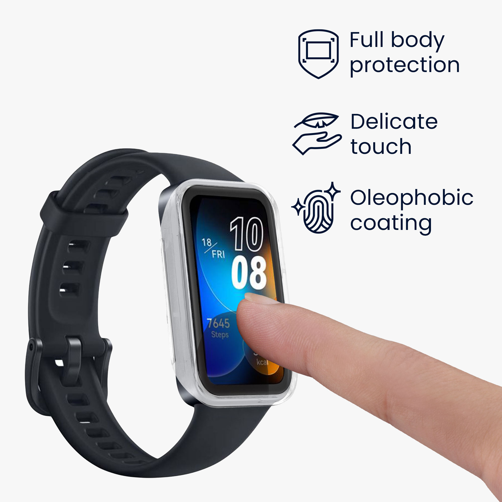 Ochranný rámeček se sklem na fitness náramek Huawei Band 9 / Band 8 Case 2 ks transparentně-černé