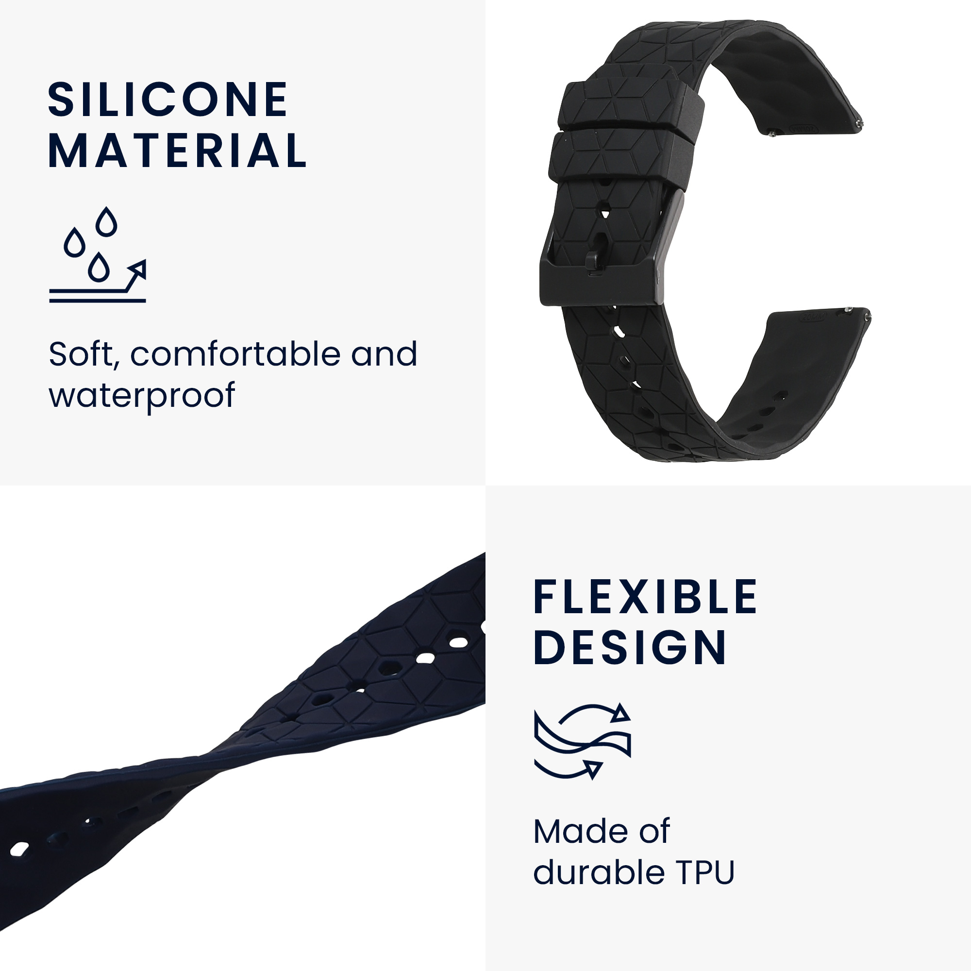 Řemínek k hodinkám COROS PACE 2 / APEX (42mm) kwmobile - černá / tmavě modrá