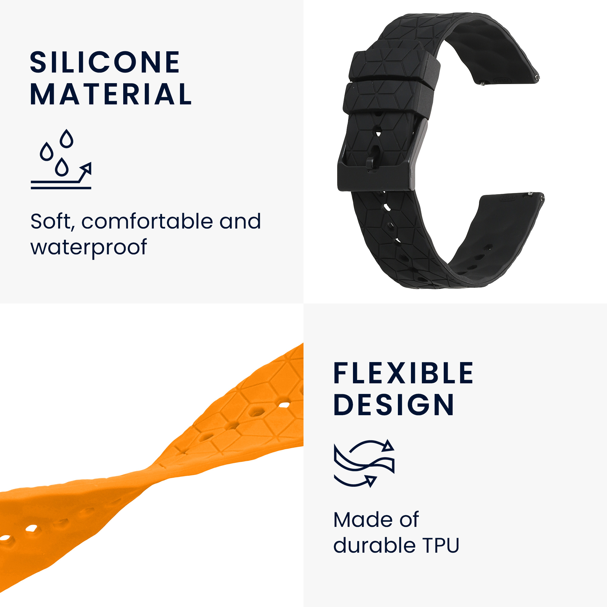 Řemínek k hodinkám COROS PACE 2 / APEX (42mm) kwmobile - černá / oranžová
