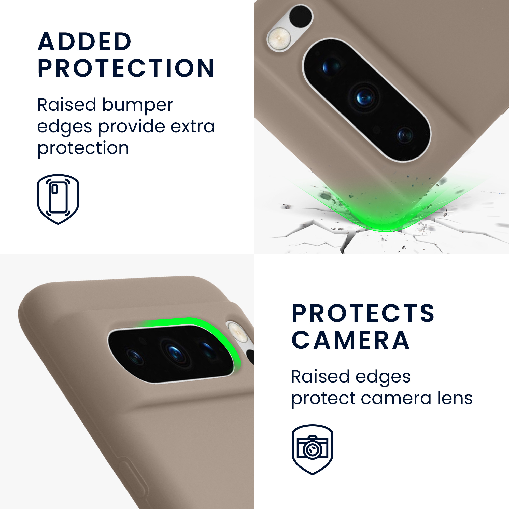 TPU silikonový kryt pro Google Pixel 8 Pro, měkký povrch kwmobile ‑ šedohnědá