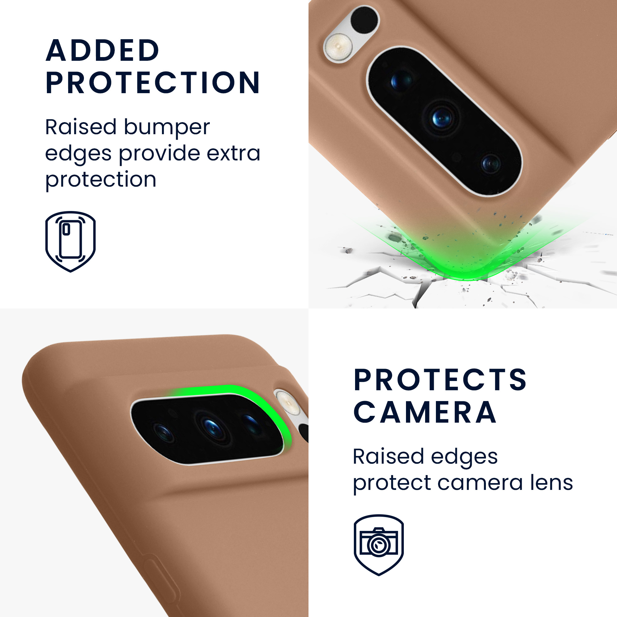 TPU silikonový kryt pro Google Pixel 8 Pro, měkký povrch kwmobile ‑ cappuccino