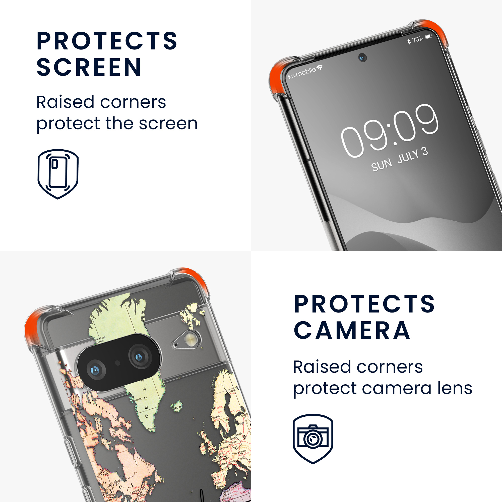 Crossbody kryt kwmobile Google Pixel 8 - černý / vícebarevný / transparentní