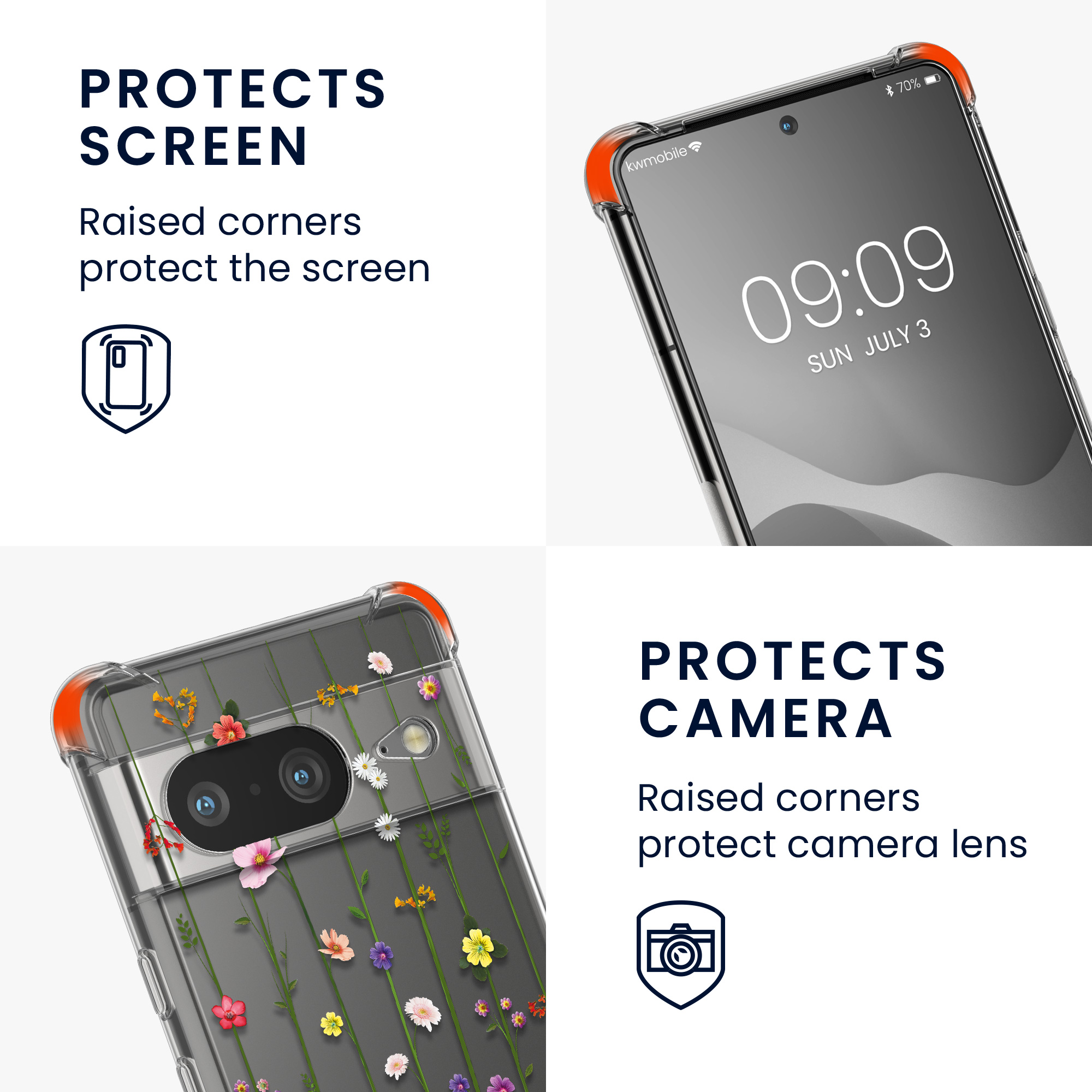 Crossbody kryt kwmobile pro Google Pixel 8 - motivy lučních květů - vícebarevné / transparentní