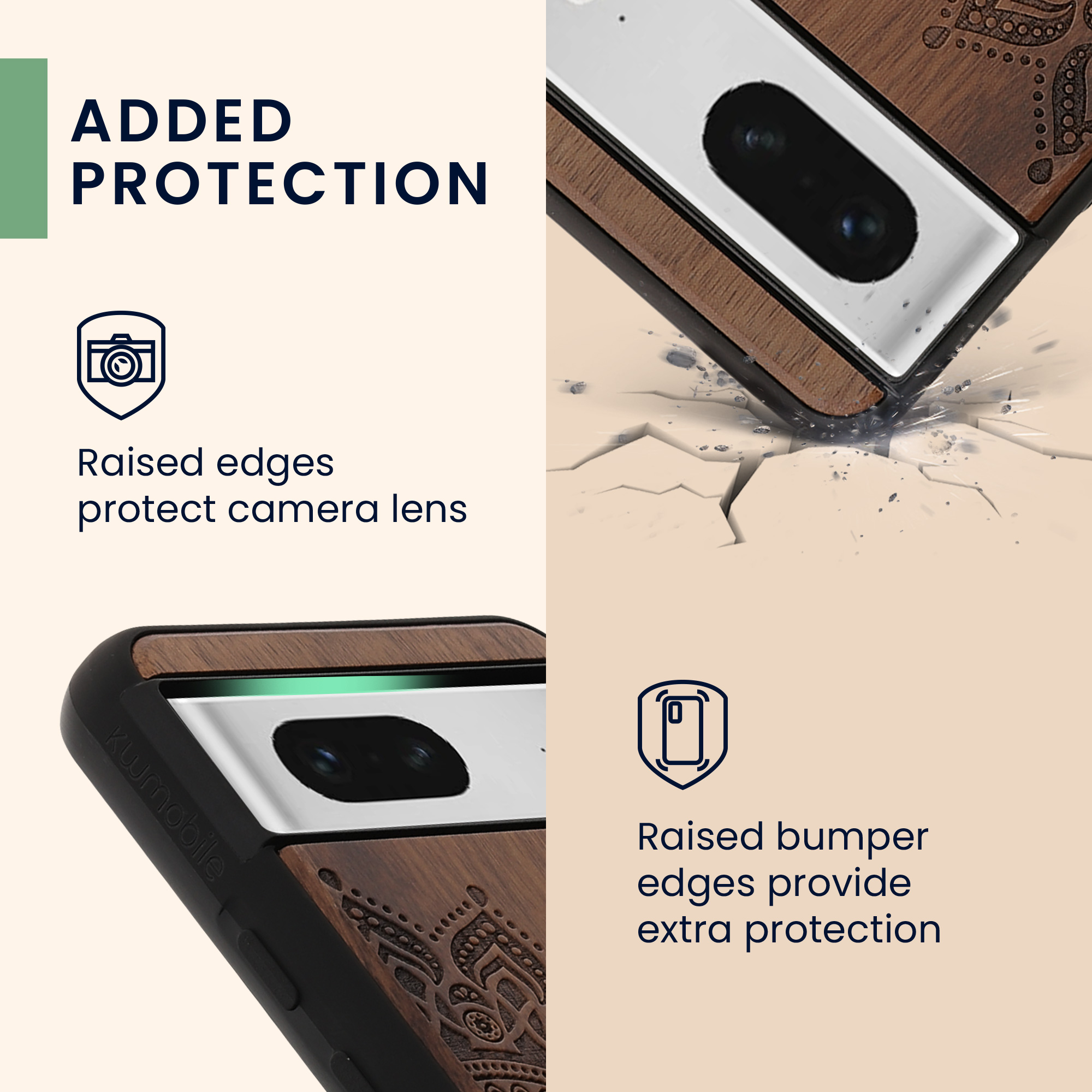 Dřevěný kryt kwmobile Google Pixel 8 - Hard Cover in Dark Brown