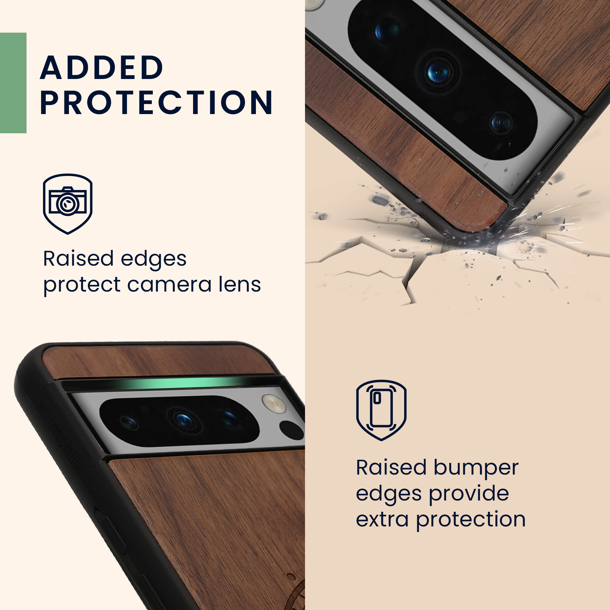 Dřevěné pouzdro pro Google Pixel 8 Pro kwmobile - tvrdý obal v tmavě hnědé barvě