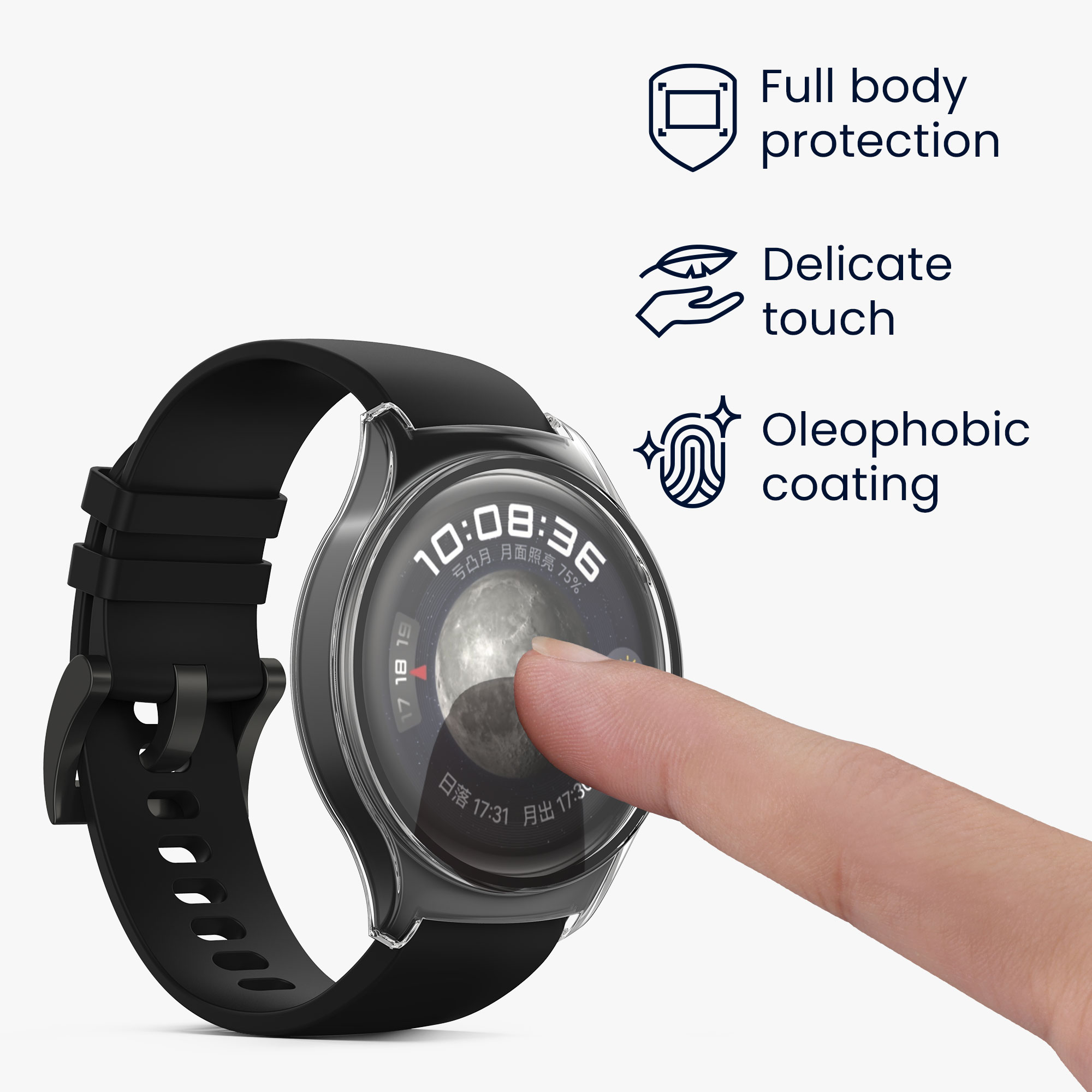 Kryt s ochranným sklem kwmobile pro Huawei Watch 4 - 2 ks - transparentní