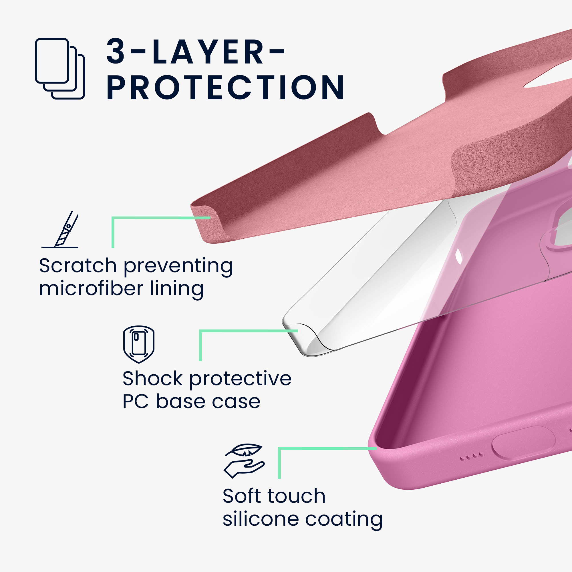 Pouzdro pro iPhone 15 kwmobile silikonové - růžová levandulová