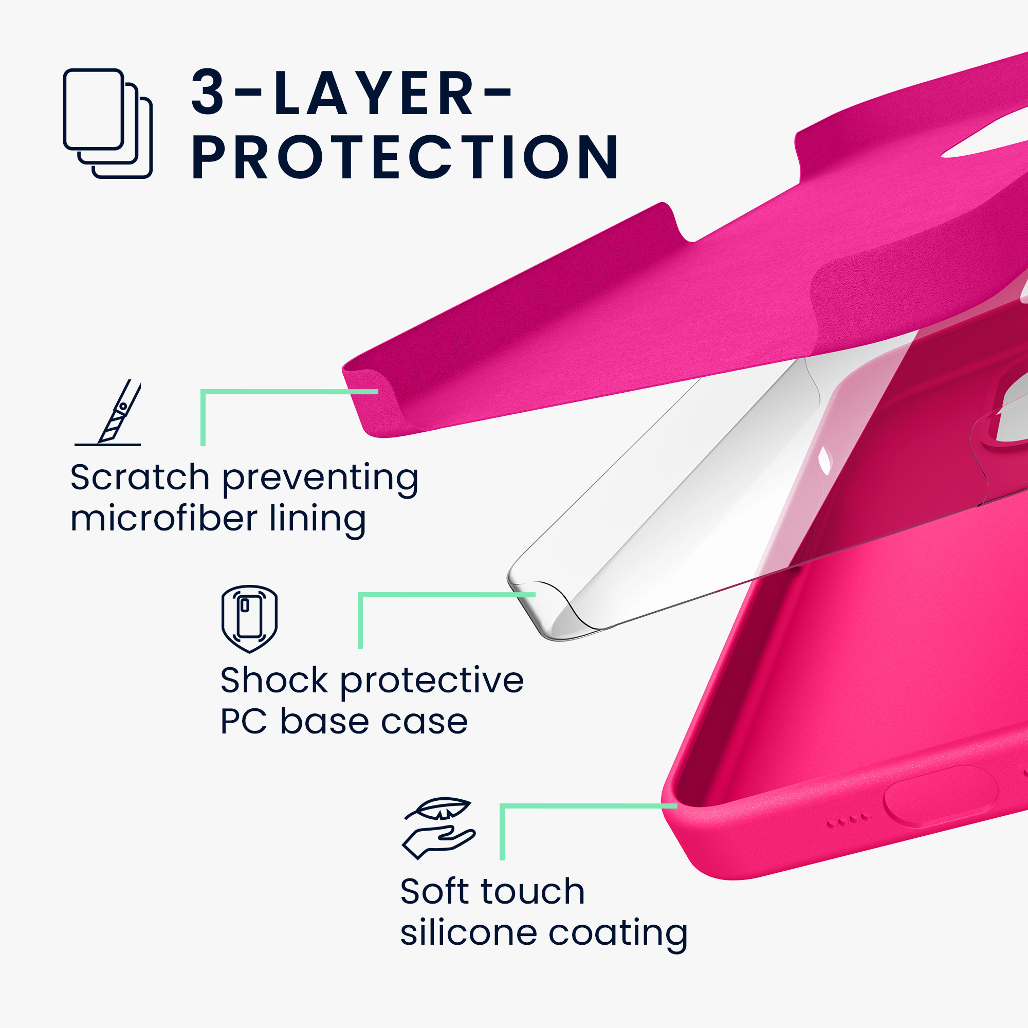 Kryt kwmobile TPU silikonový iPhone 15 Plus neonově růžová