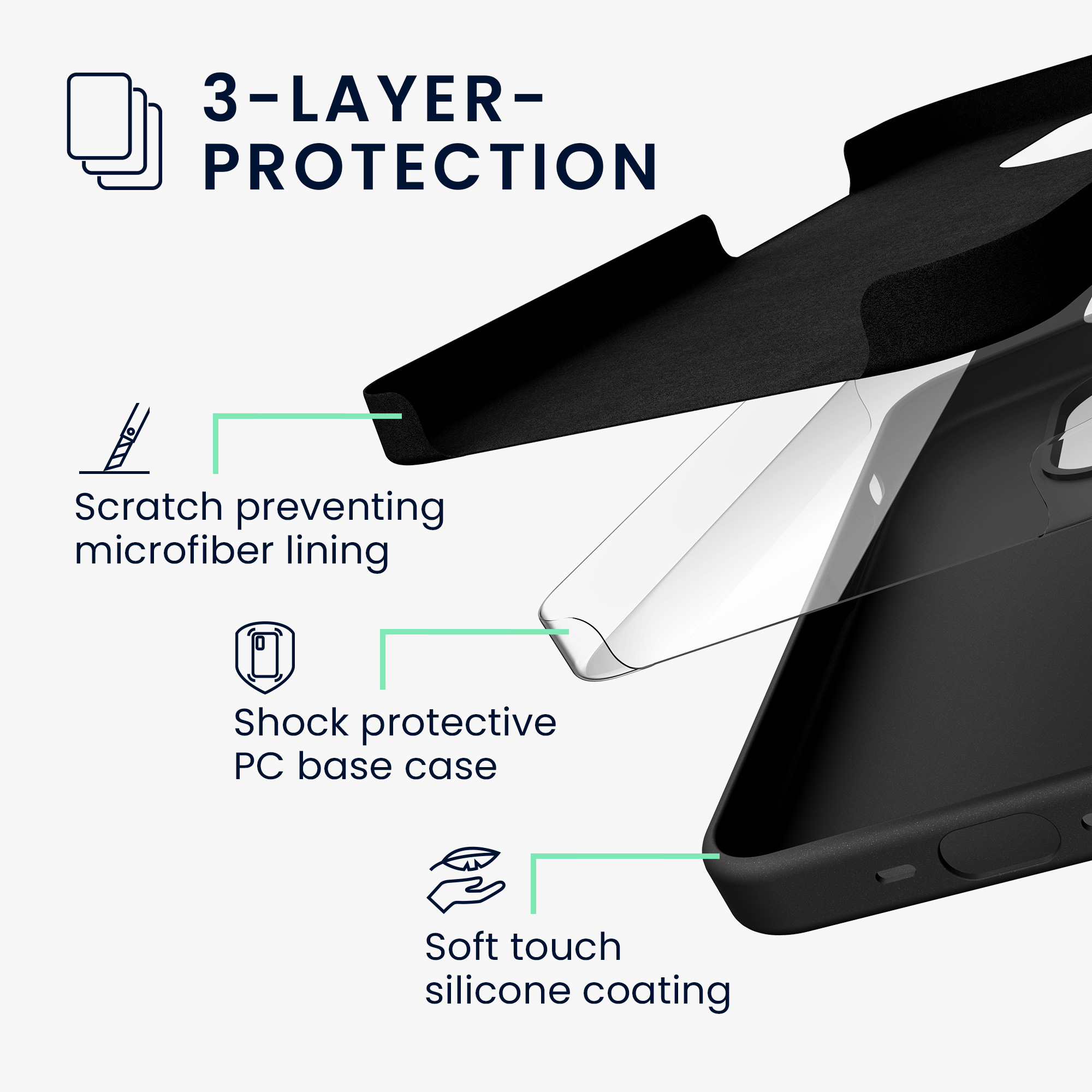 Silikonový kryt kwmobile pro iPhone 15 Pro - černá