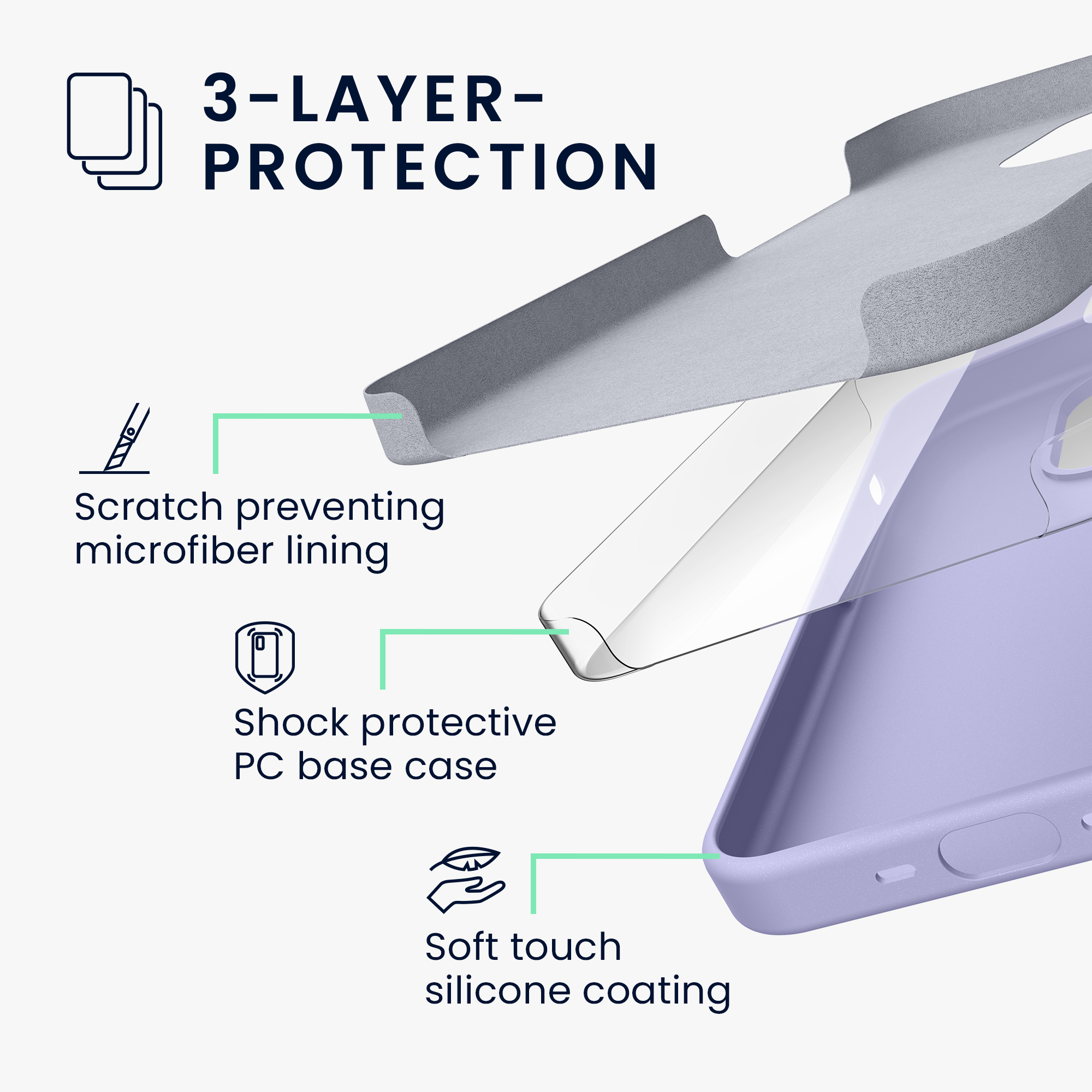 Silikonový kryt kwmobile pro iPhone 15 Pro - levandulová