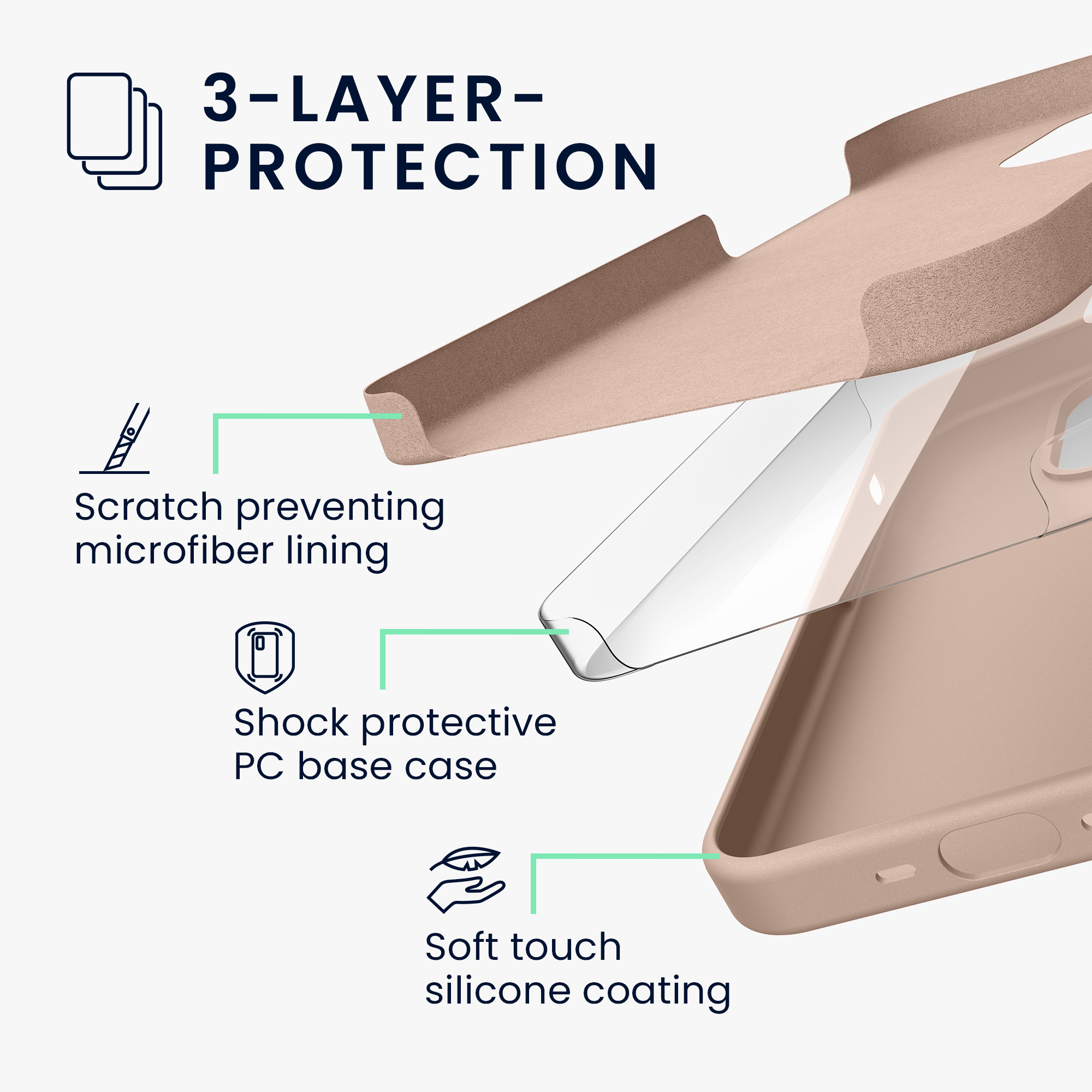 Silikonový kryt kwmobile pro iPhone 15 Pro - pudrově růžová