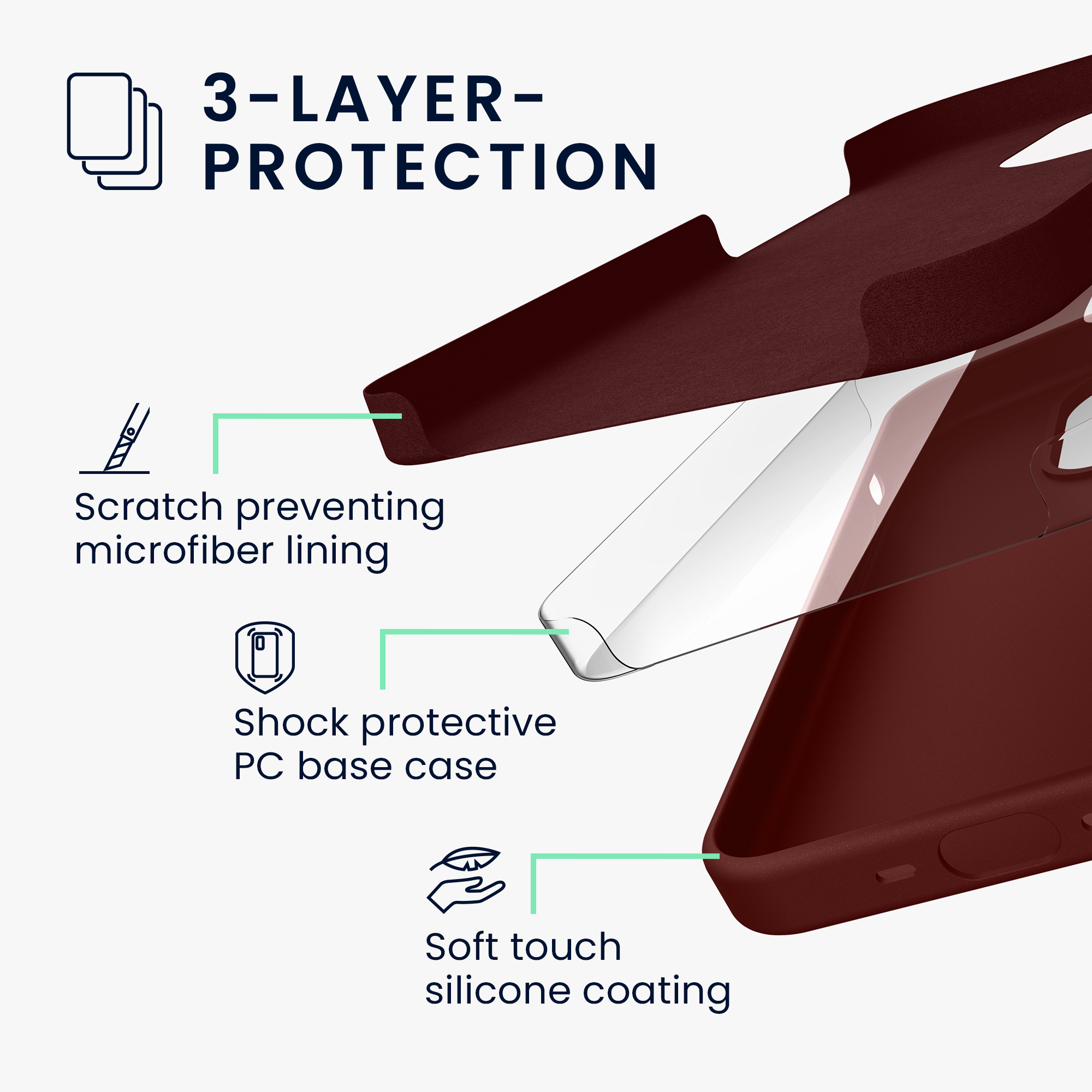 Kryt kwmobile TPU silikonový iPhone 15 Pro červenohnědá