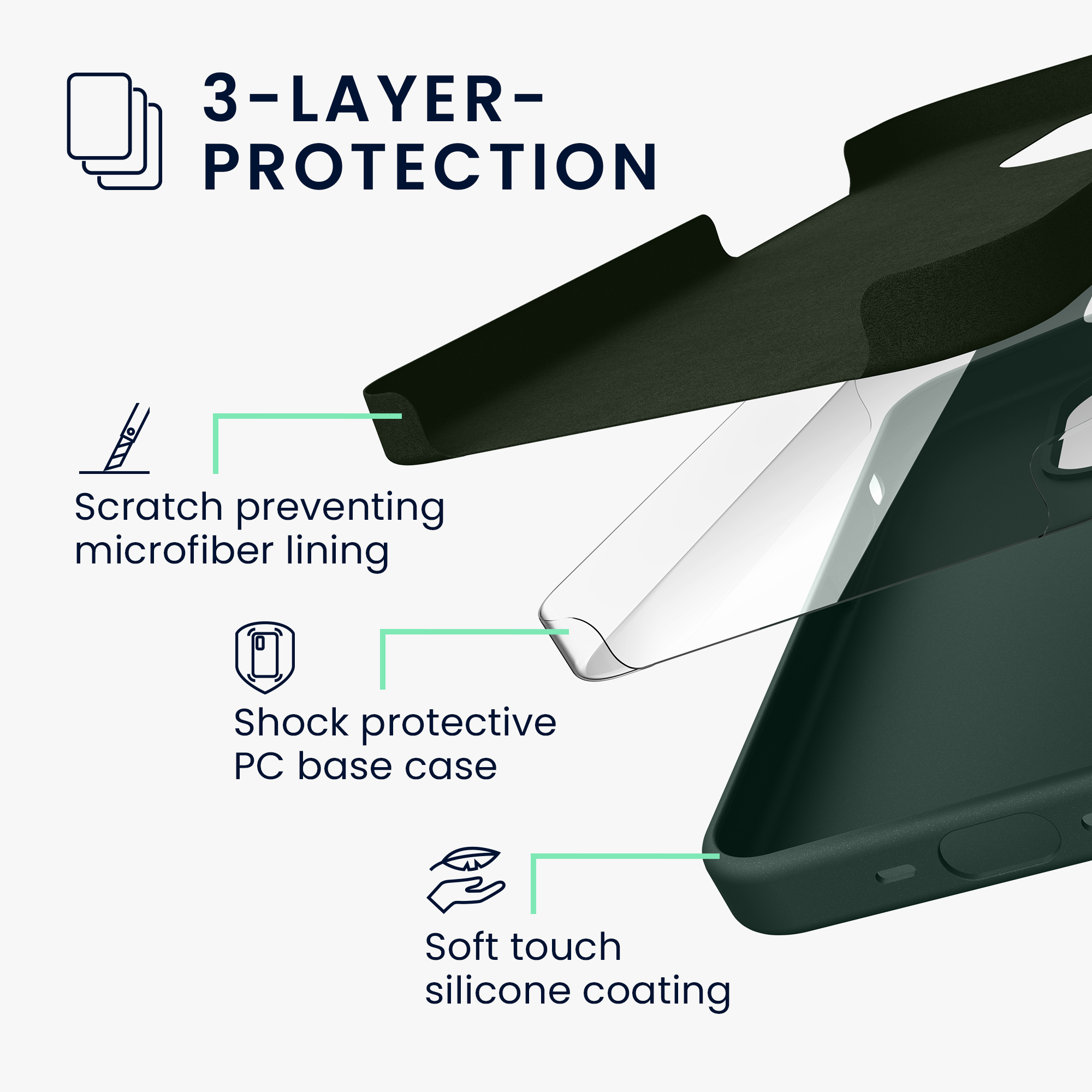 Kryt kwmobile TPU silikonový iPhone 15 Pro mechově zelená