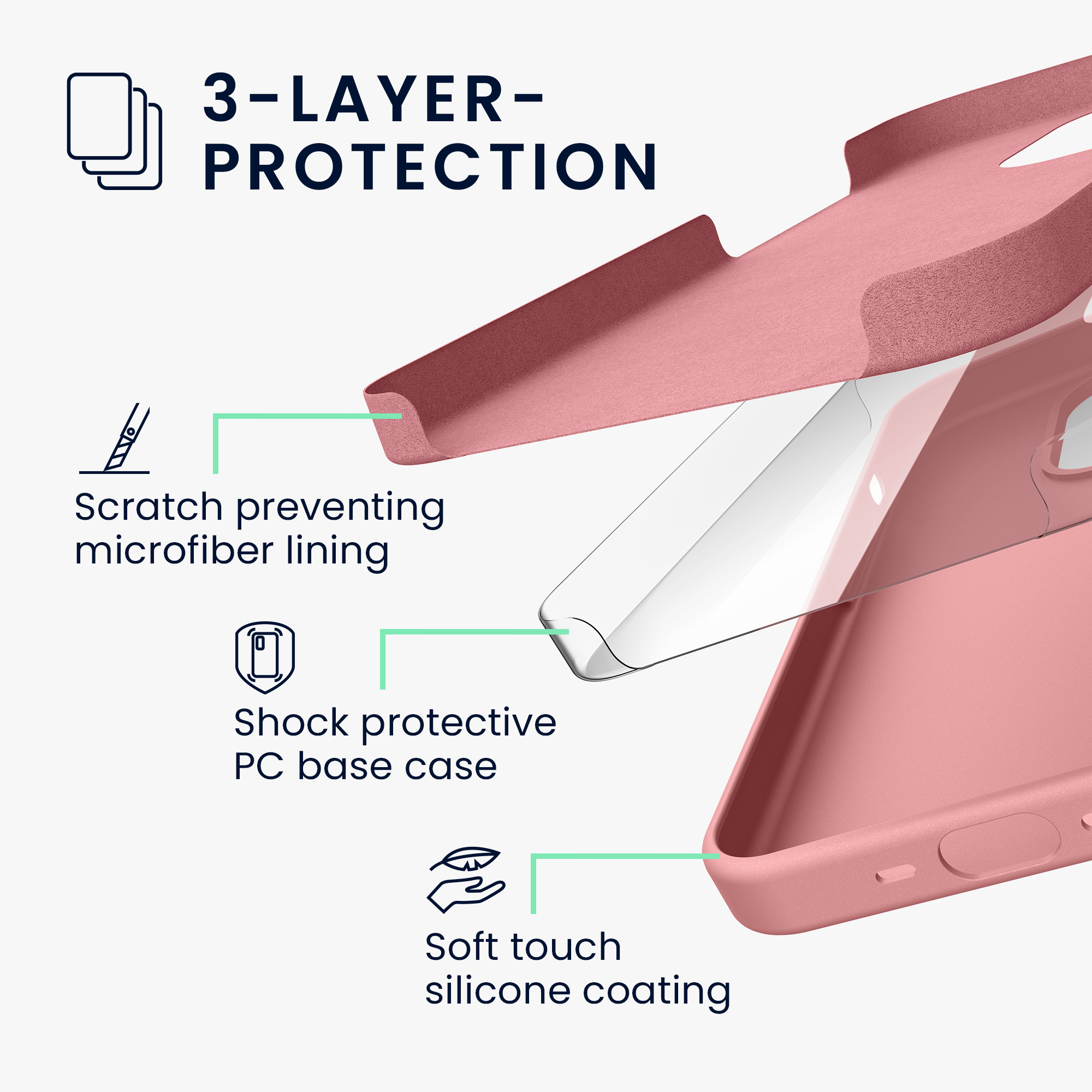 Silikonový kryt kwmobile pro iPhone 15 Pro - světle růžová