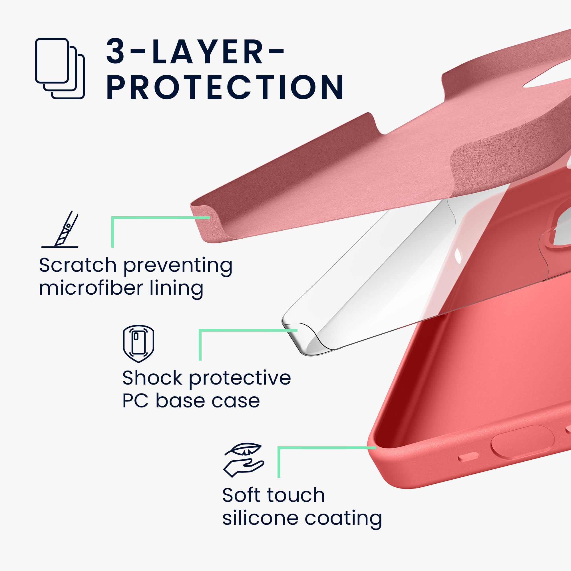 Pouzdro pro iPhone 15 Pro kwmobile silikonové - pastelová korálová