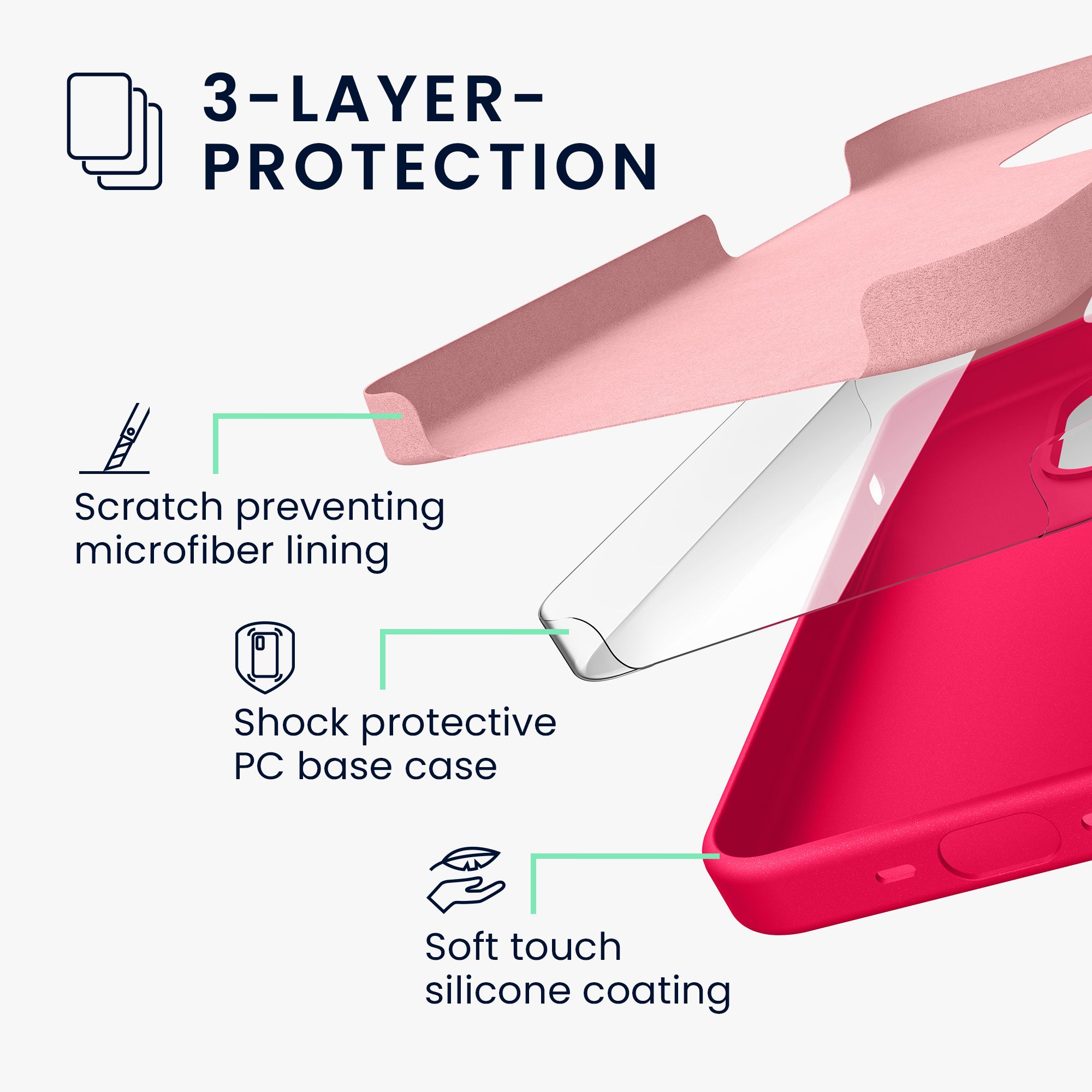 Silikonový kryt kwmobile pro iPhone 15 Pro Max - neonově růžová