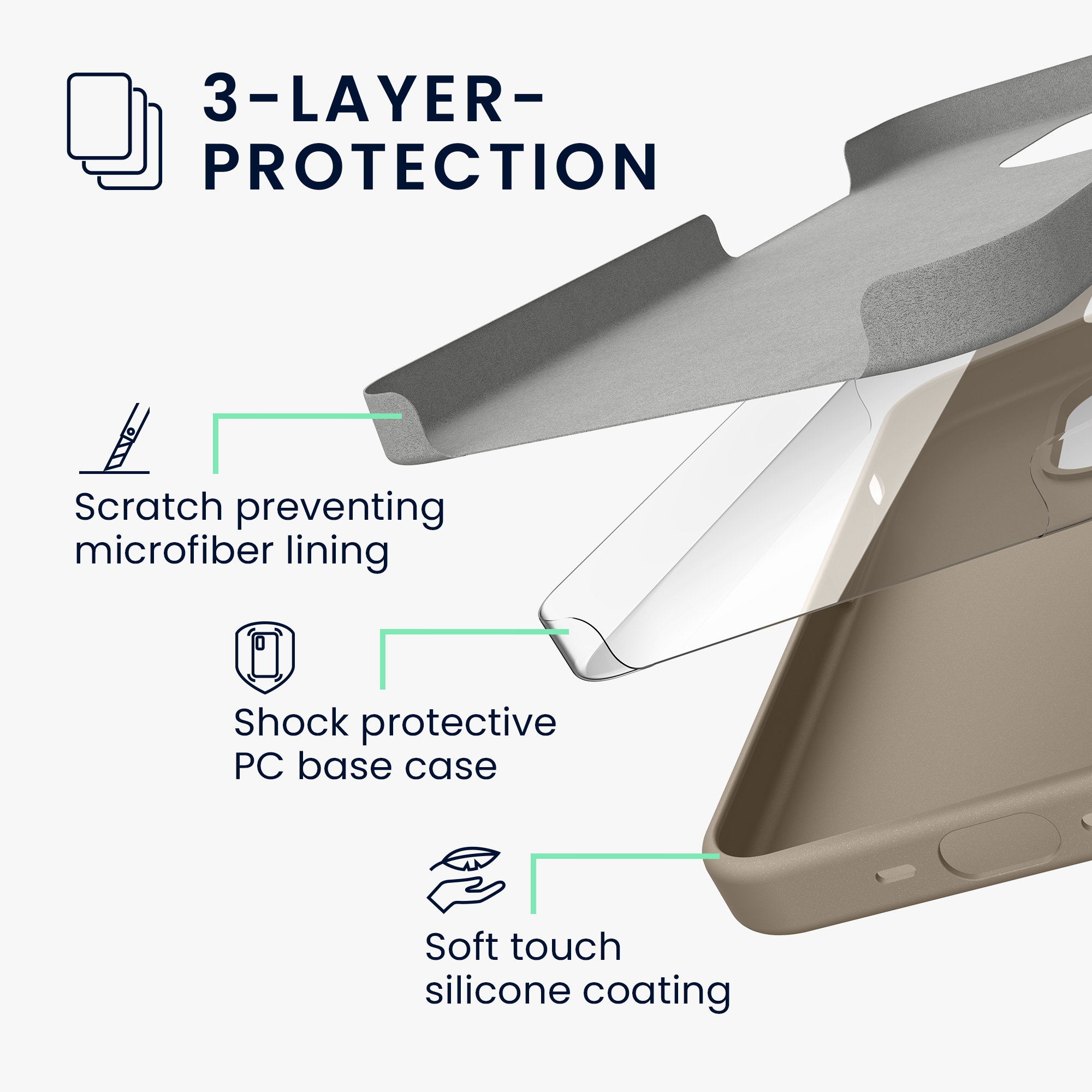 Silikonový kryt kwmobile pro iPhone 15 Pro Max - taupe