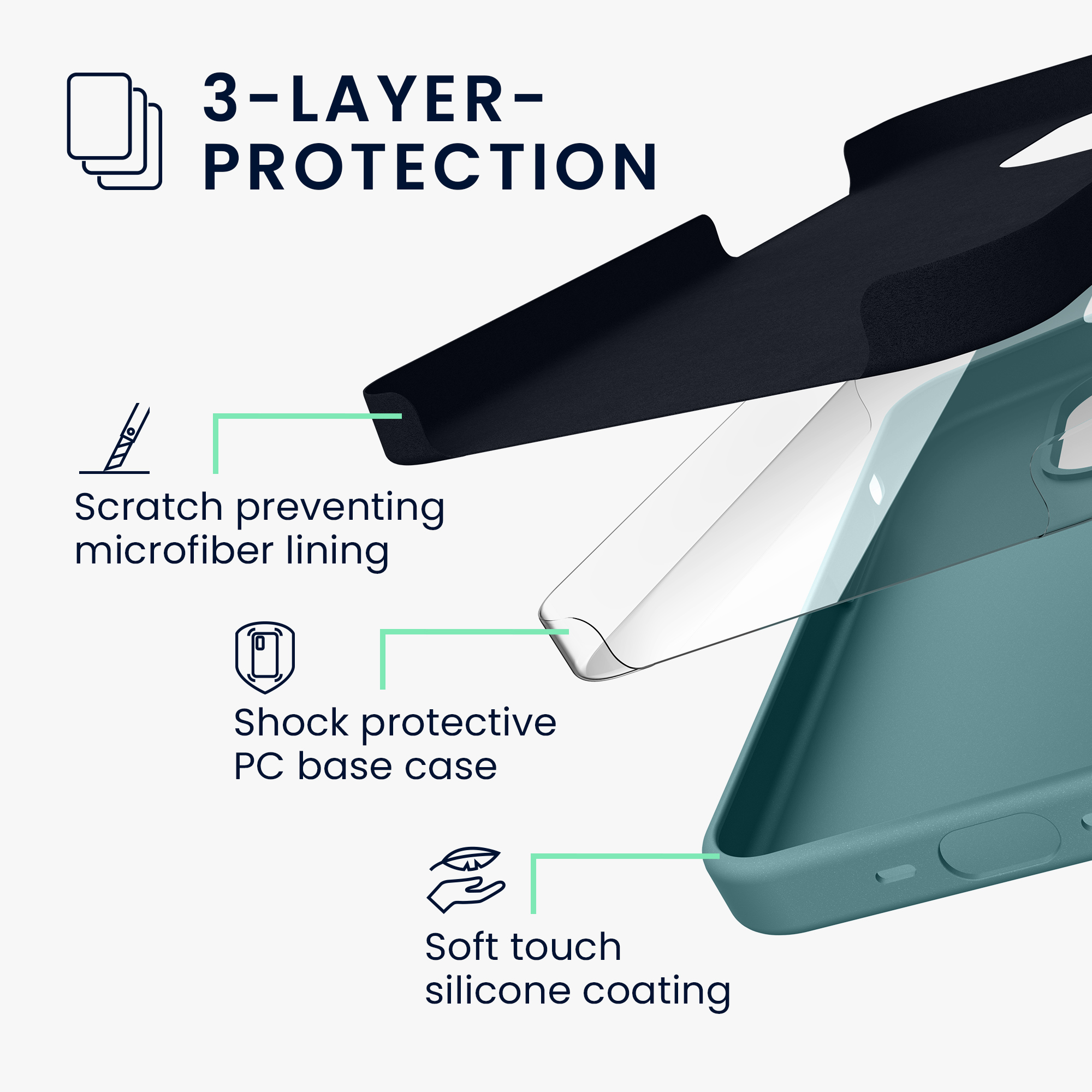 Silikonový kryt kwmobile pro iPhone 15 Pro Max - arktická noc